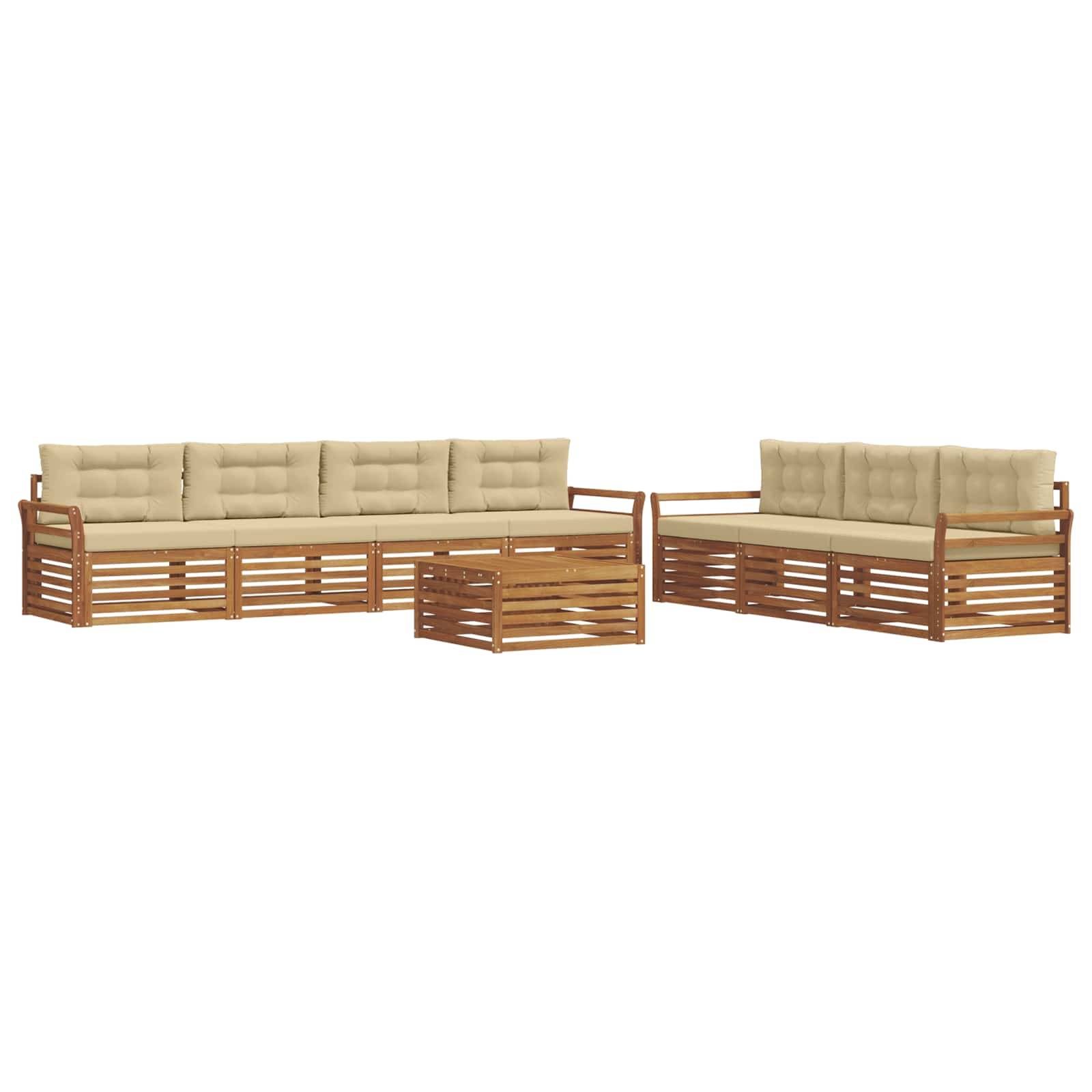 vidaXL Outdoor-Sofagarnitur mit Kissen 8 pcs Natur und Beige