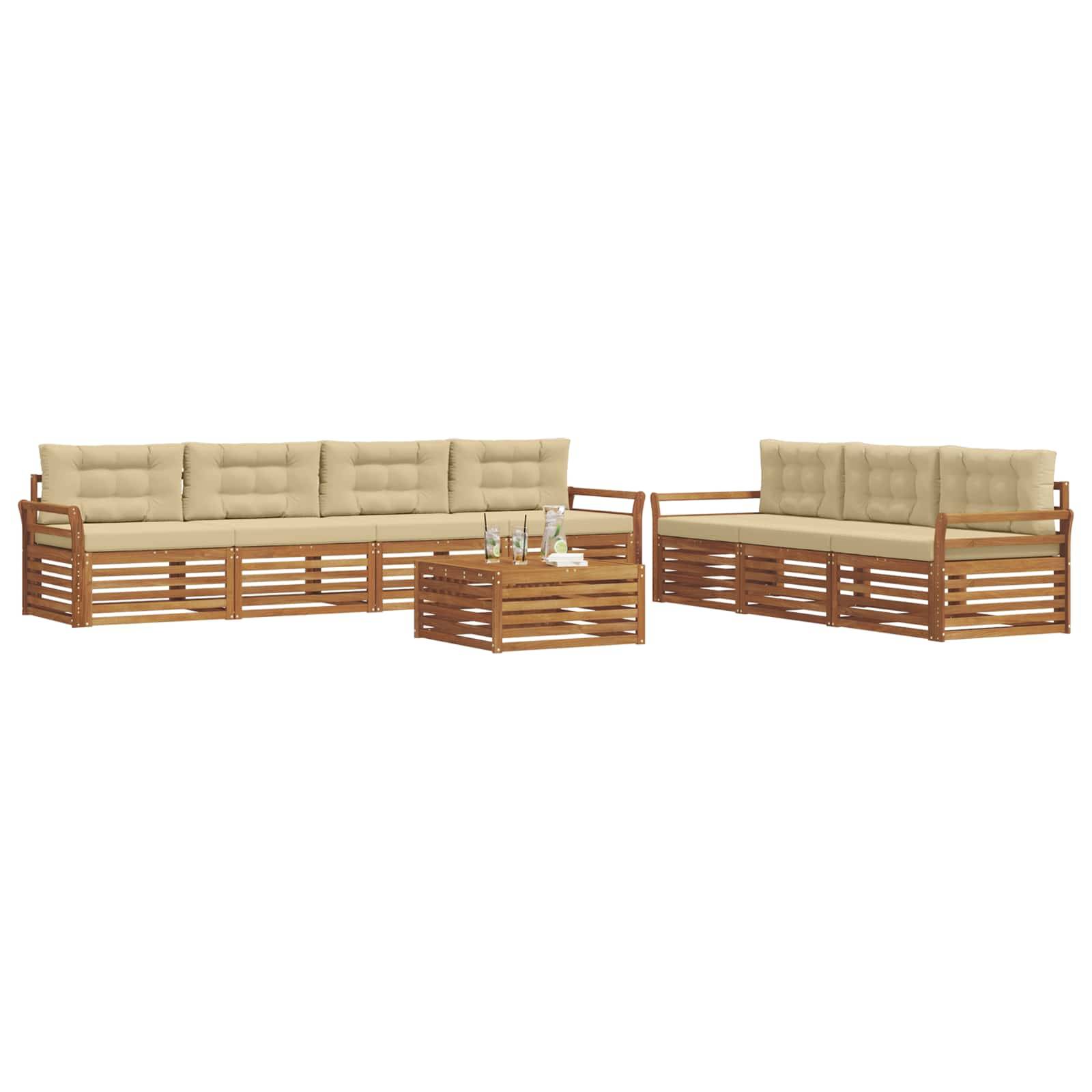 vidaXL Outdoor-Sofagarnitur mit Kissen 8 pcs Natur und Beige