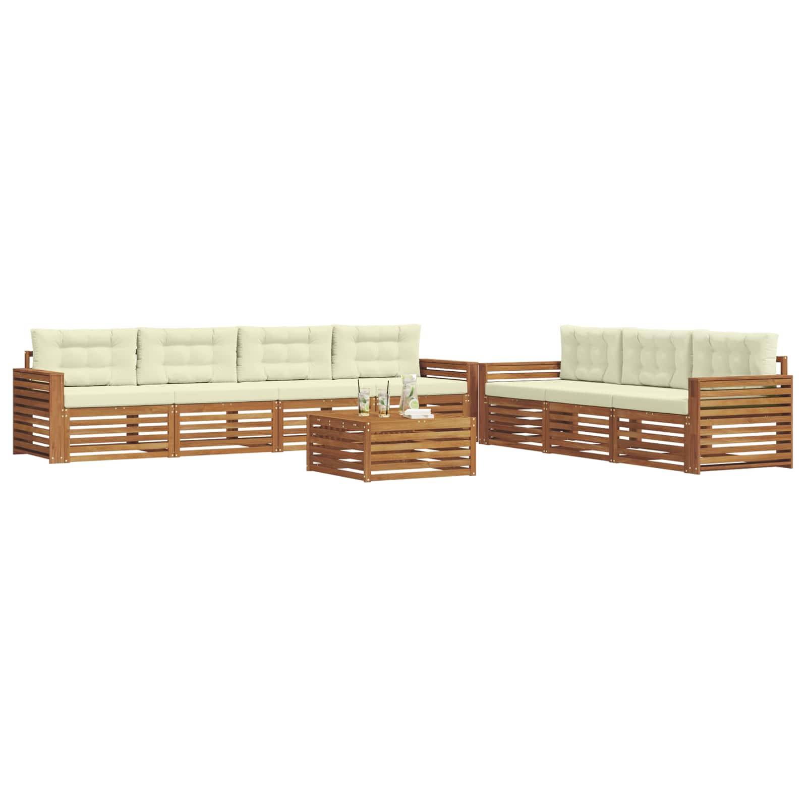 vidaXL Outdoor-Sofagarnitur mit Kissen 8 pcs Natur und Creme