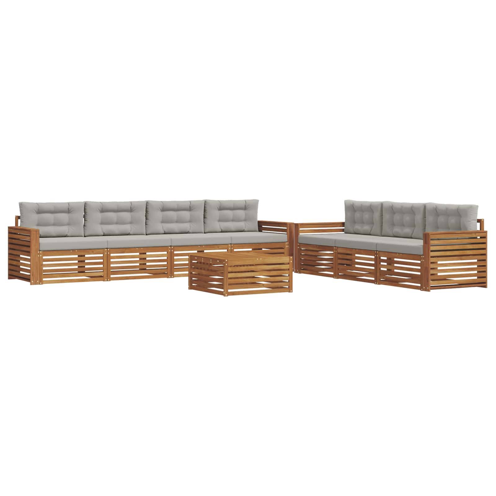 vidaXL Outdoor-Sofagarnitur mit Kissen 8 pcs Natürlich und Hellgrau