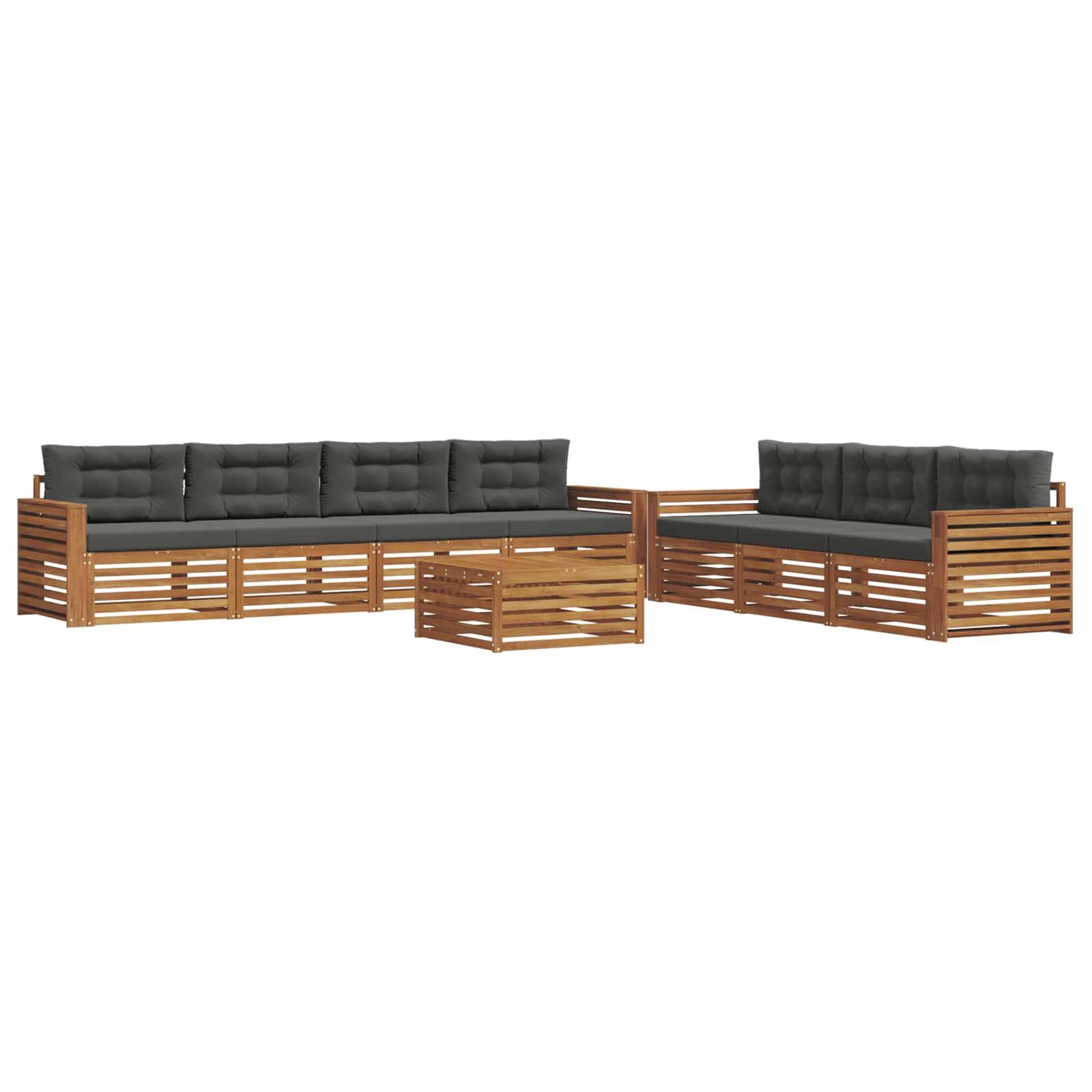 vidaXL Outdoor-Sofagarnitur mit Kissen 8 pcs Natur und Anthrazit