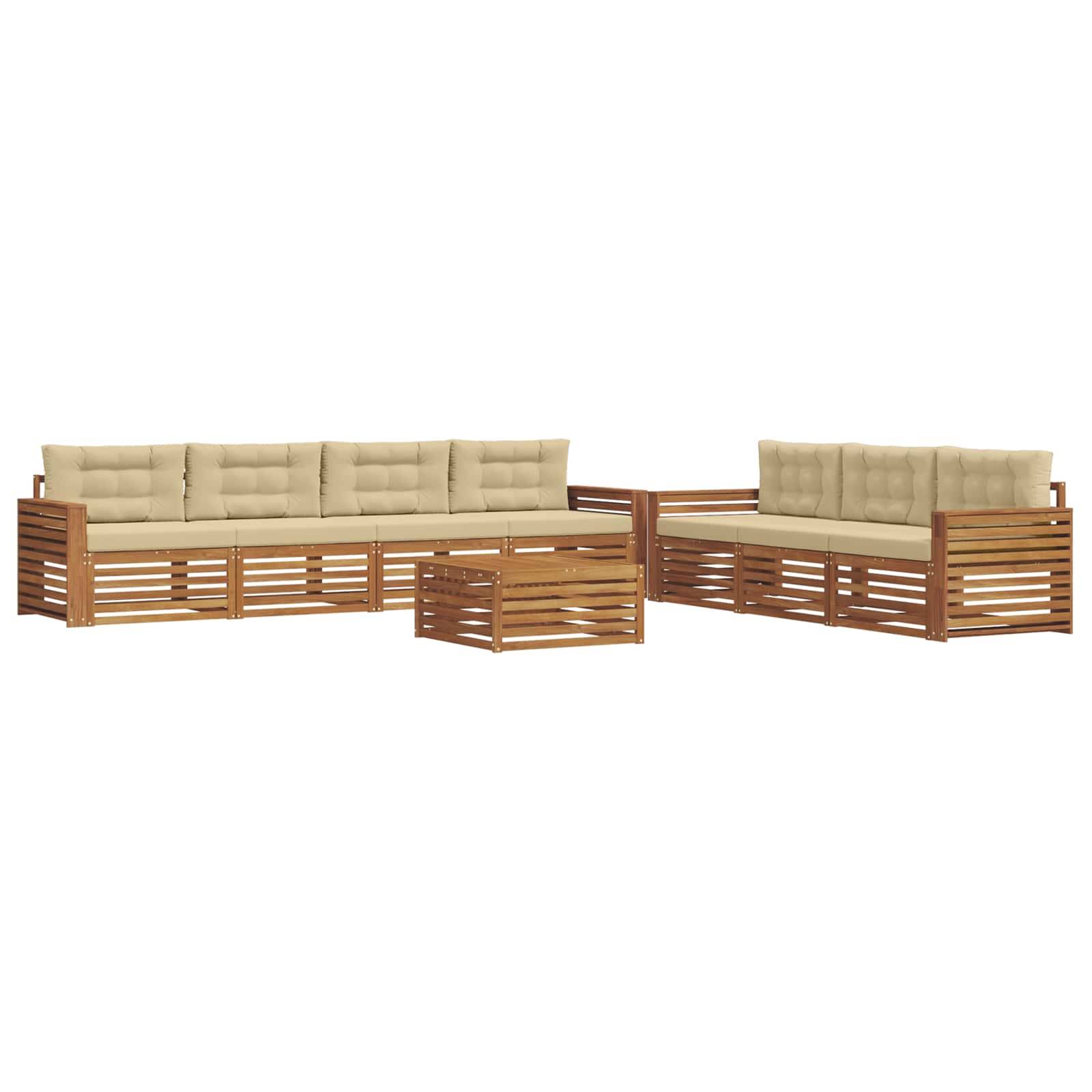 vidaXL Outdoor-Sofagarnitur mit Kissen 8 pcs Natur und Beige
