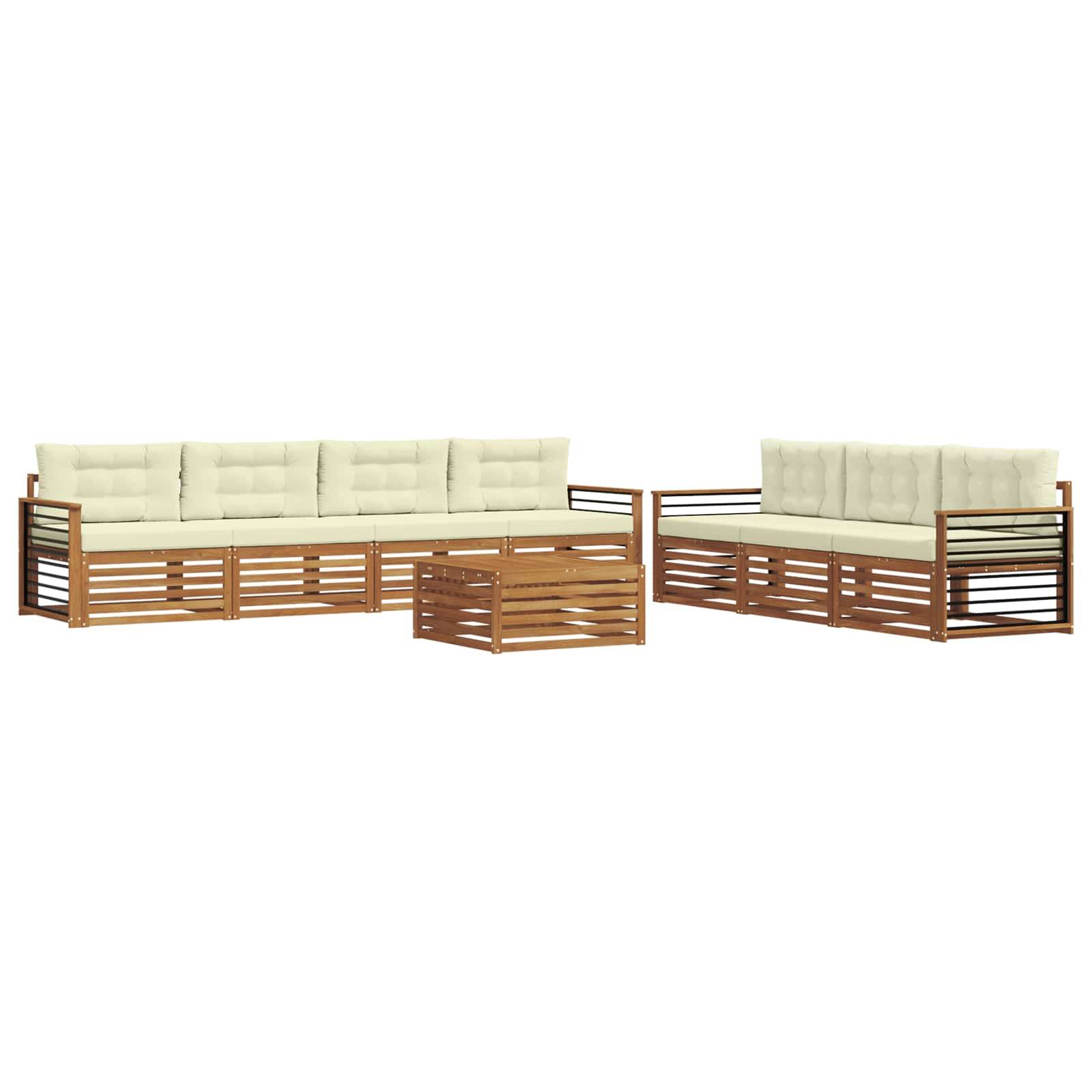 vidaXL Outdoor-Sofagarnitur mit Kissen 8 pcs Natur und Creme