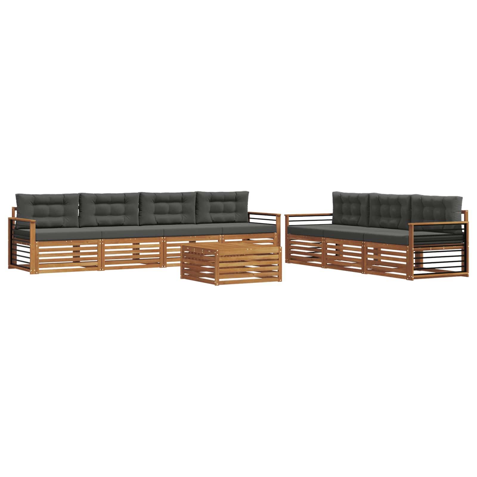 vidaXL Outdoor-Sofagarnitur mit Kissen 8 pcs Natur und Anthrazit