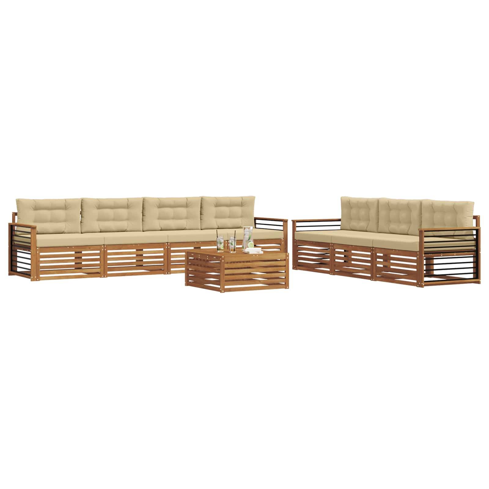 vidaXL Outdoor-Sofagarnitur mit Kissen 8 pcs Natur und Beige