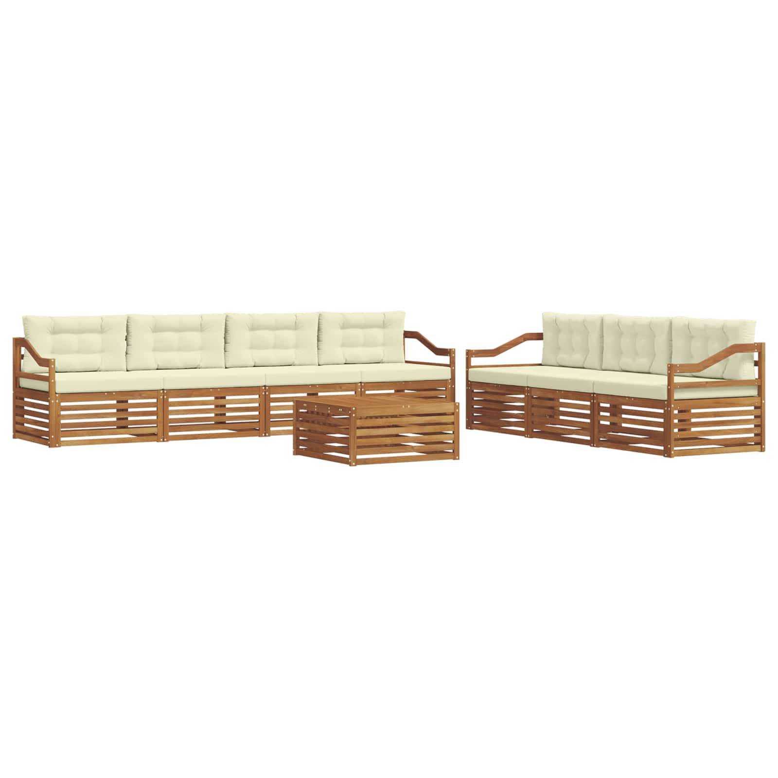vidaXL Outdoor-Sofagarnitur mit Kissen 8 pcs Natur und Creme