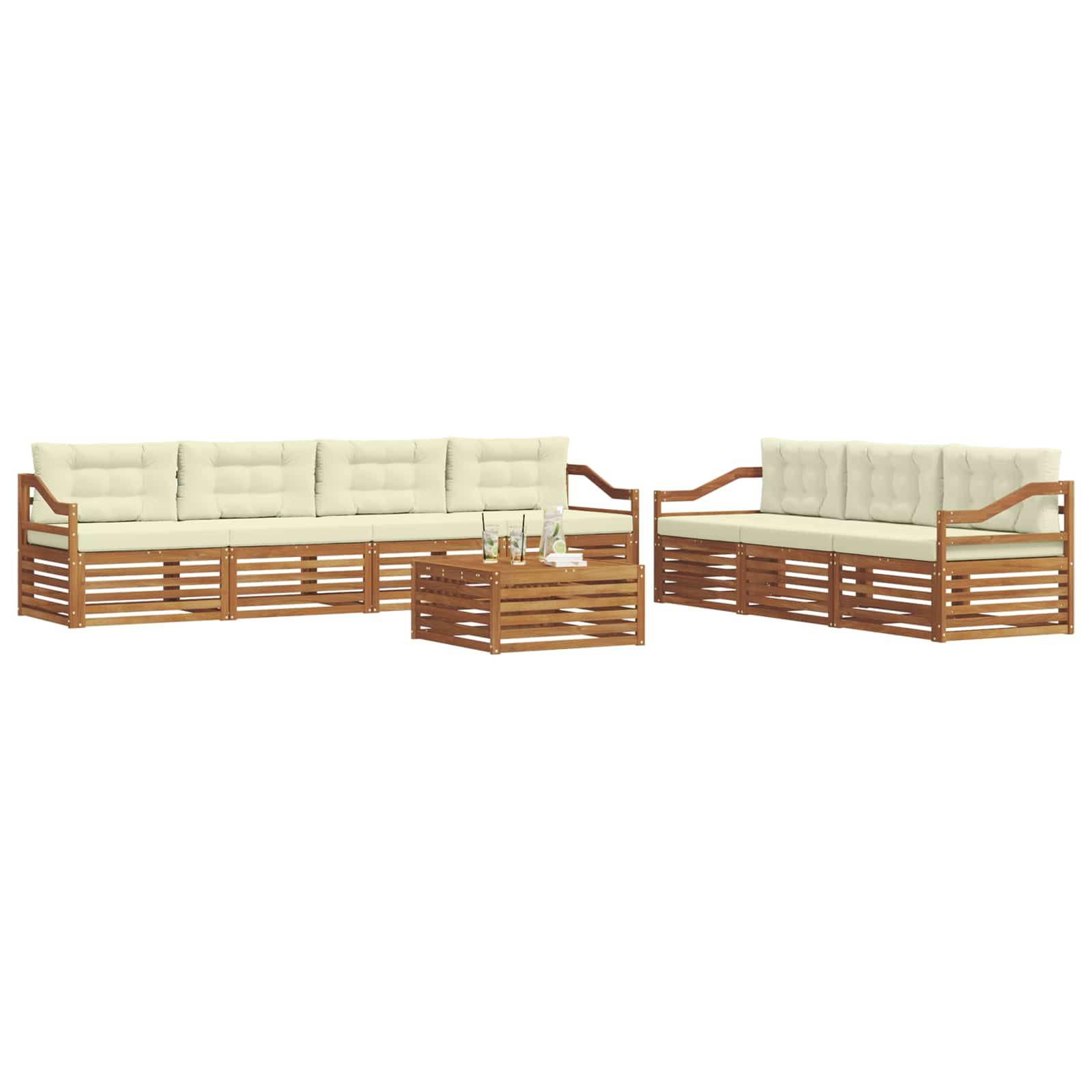 vidaXL Outdoor-Sofagarnitur mit Kissen 8 pcs Natur und Creme