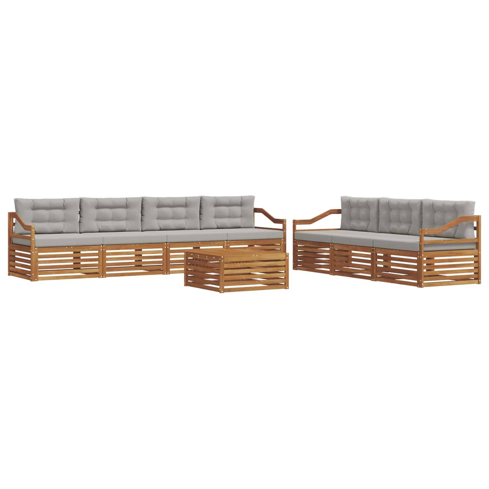vidaXL Outdoor-Sofagarnitur mit Kissen 8 pcs Natürlich und Hellgrau