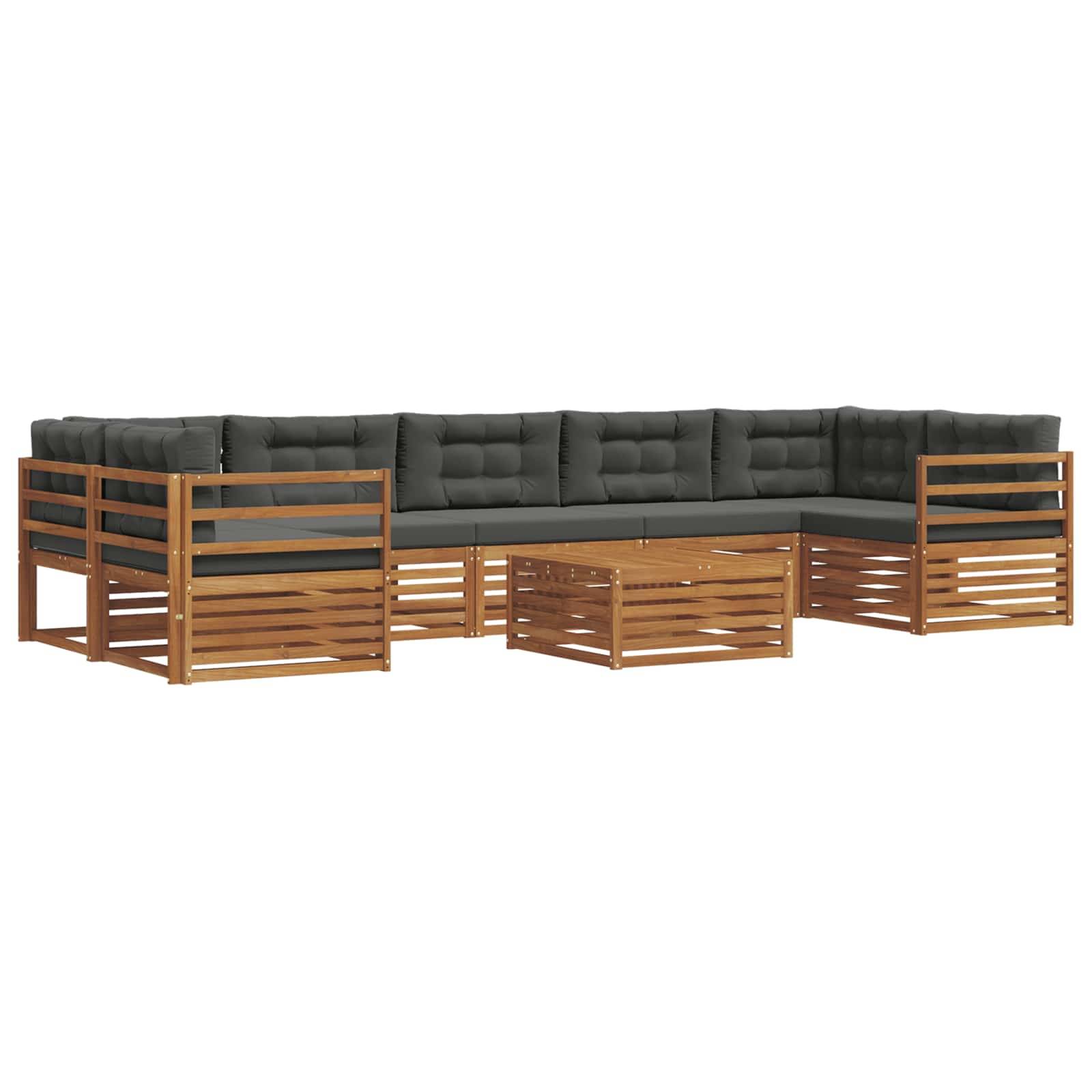 vidaXL Outdoor-Sofagarnitur mit Kissen 8 pcs Natur und Anthrazit