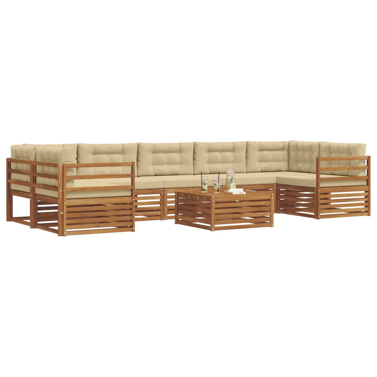 vidaXL Outdoor-Sofagarnitur mit Kissen 8 pcs Natur und Beige