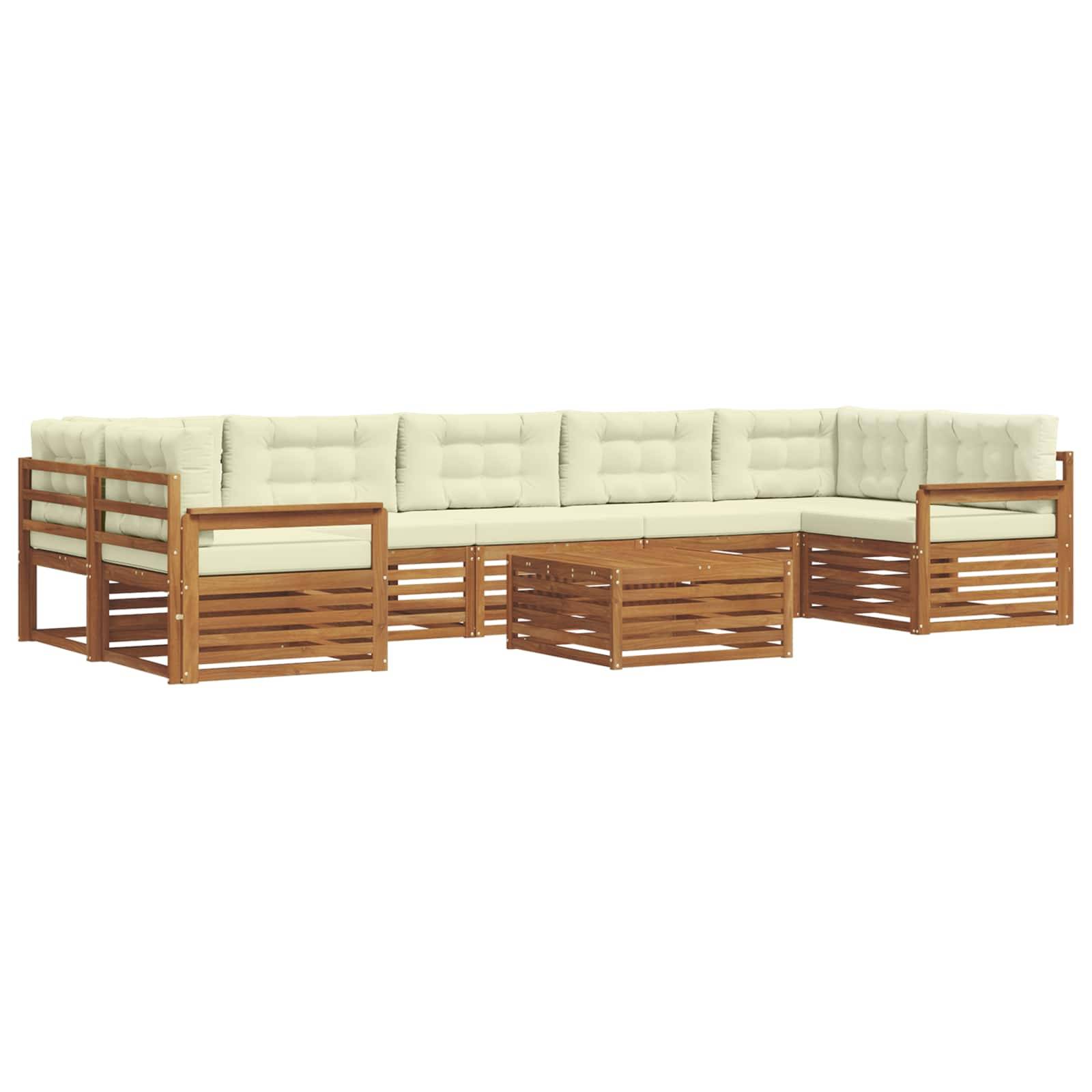 vidaXL Outdoor-Sofagarnitur mit Kissen 8 pcs Natur und Creme