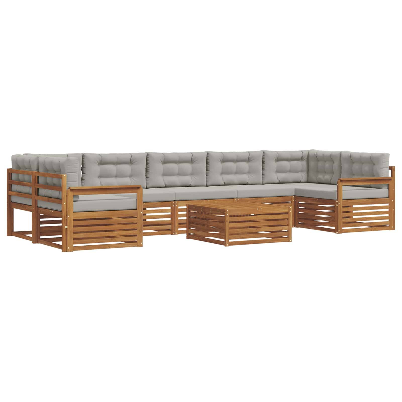 vidaXL Outdoor-Sofagarnitur mit Kissen 8 pcs Natürlich und Hellgrau
