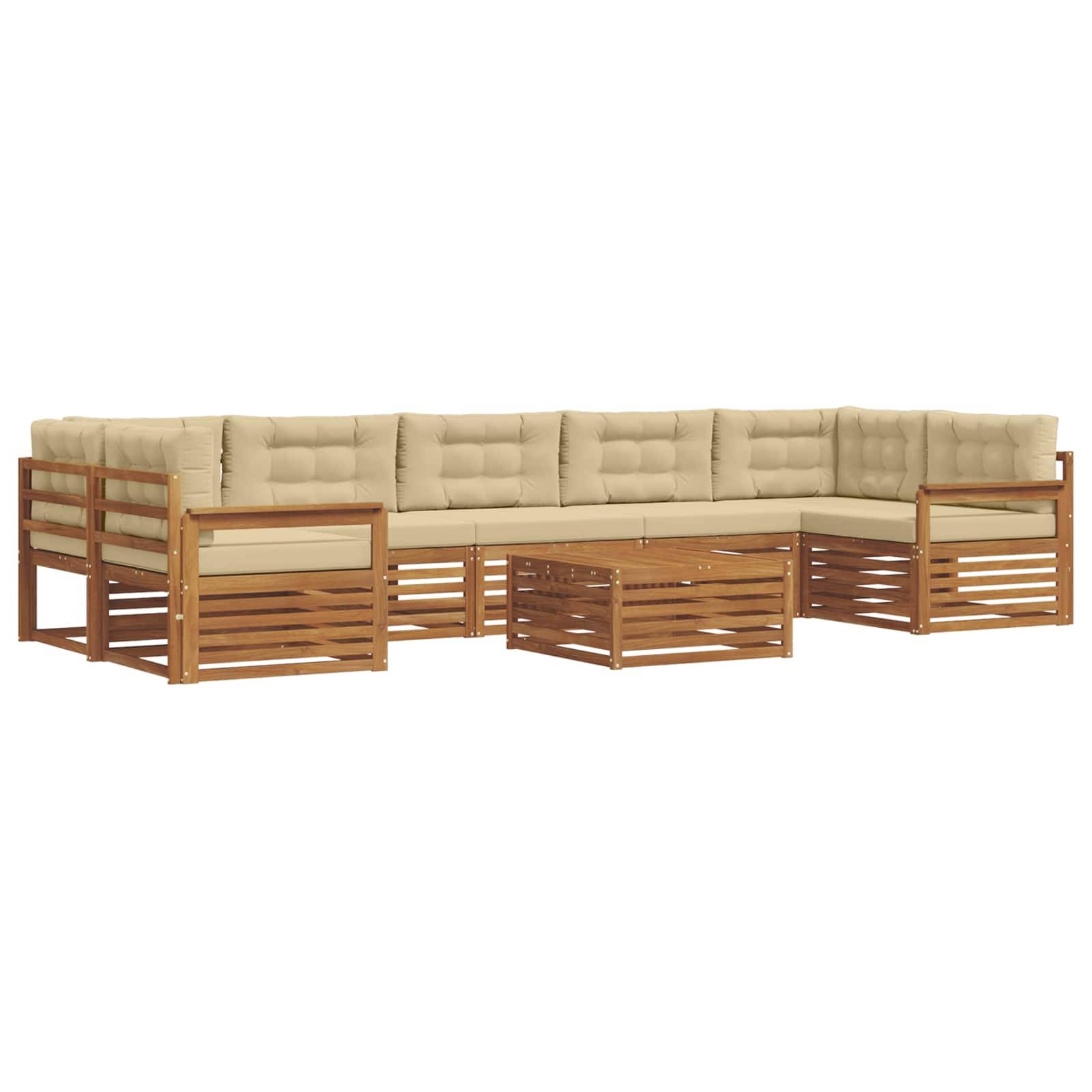 vidaXL Outdoor-Sofagarnitur mit Kissen 8 pcs Natur und Beige