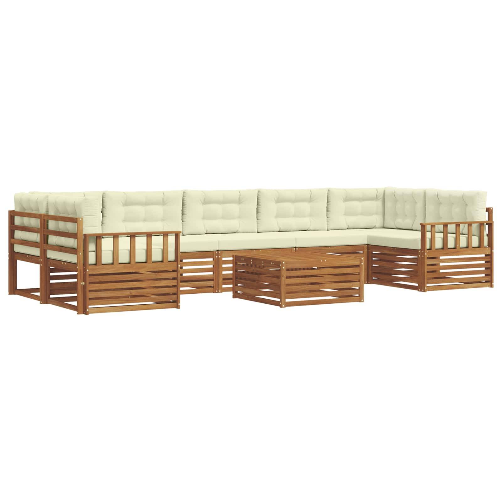 vidaXL Outdoor-Sofagarnitur mit Kissen 8 pcs Natur und Creme