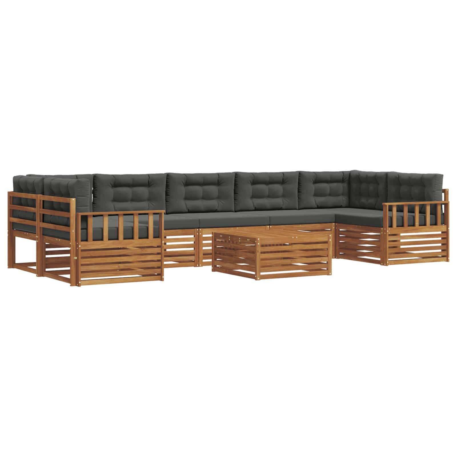 vidaXL Outdoor-Sofagarnitur mit Kissen 8 pcs Natur und Anthrazit