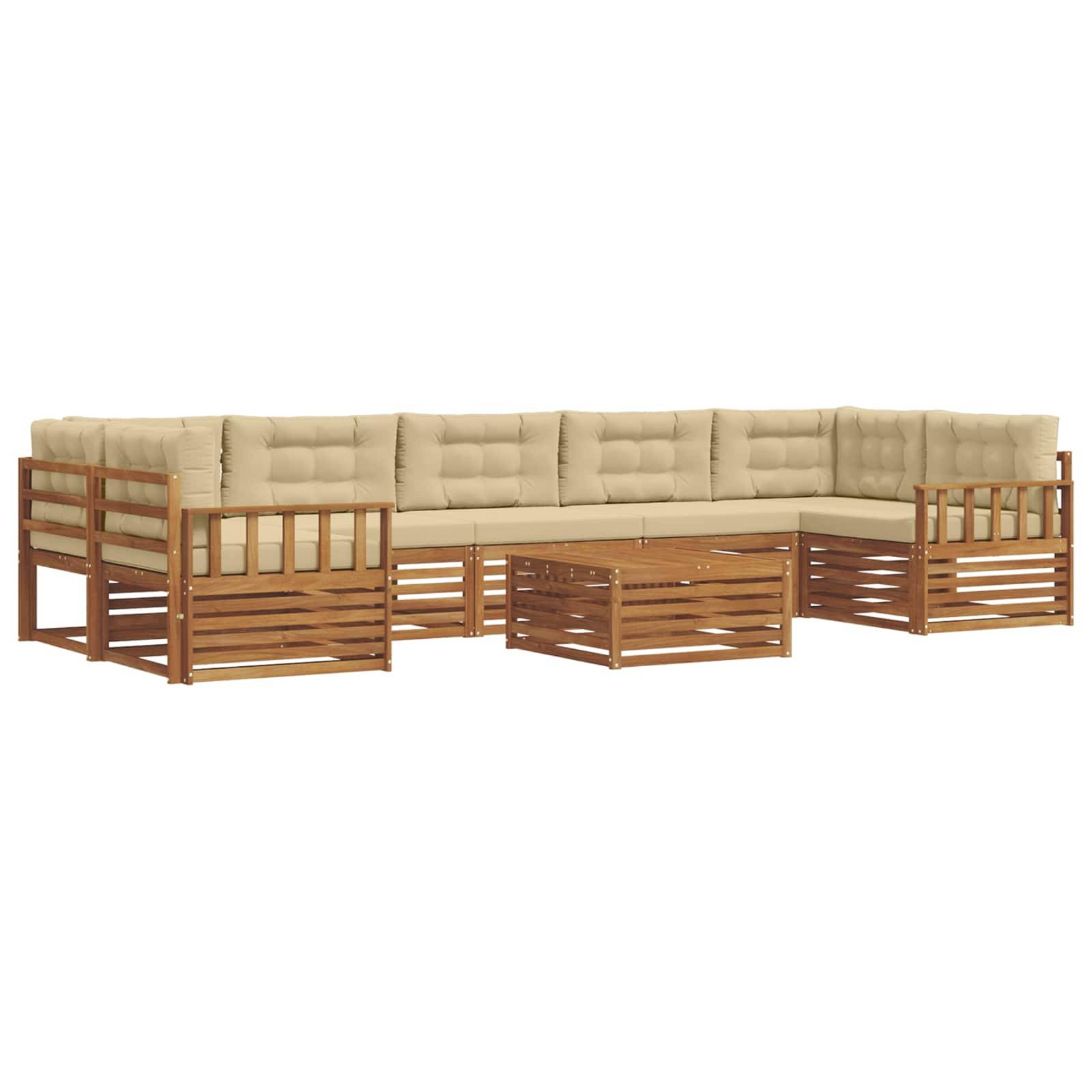 vidaXL Outdoor-Sofagarnitur mit Kissen 8 pcs Natur und Beige