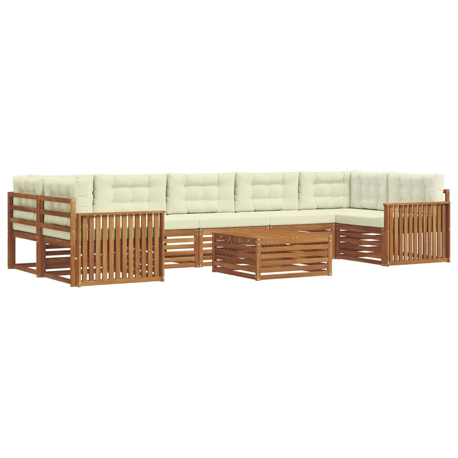 vidaXL Outdoor-Sofagarnitur mit Kissen 8 pcs Natur und Creme