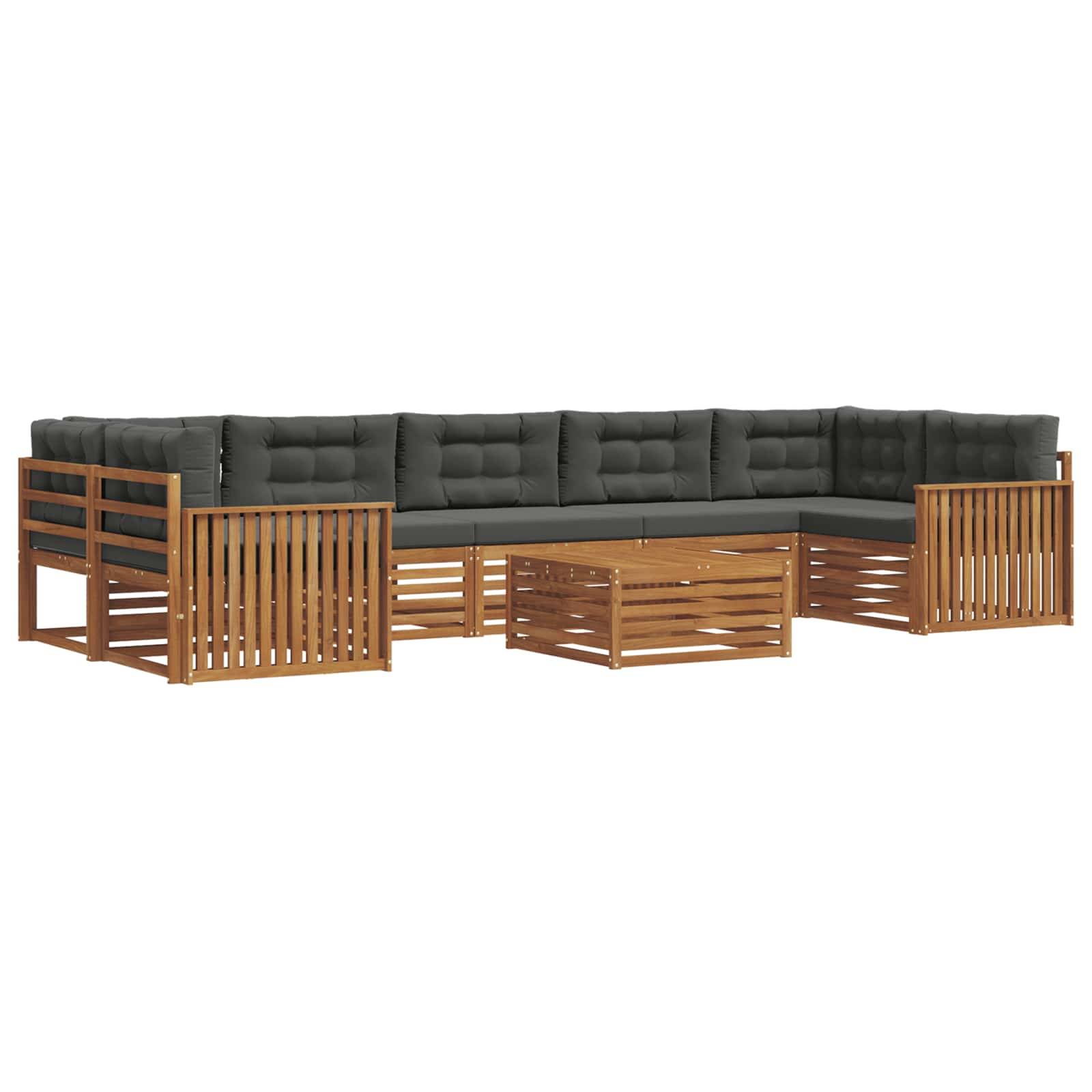 vidaXL Outdoor-Sofagarnitur mit Kissen 8 pcs Natur und Anthrazit