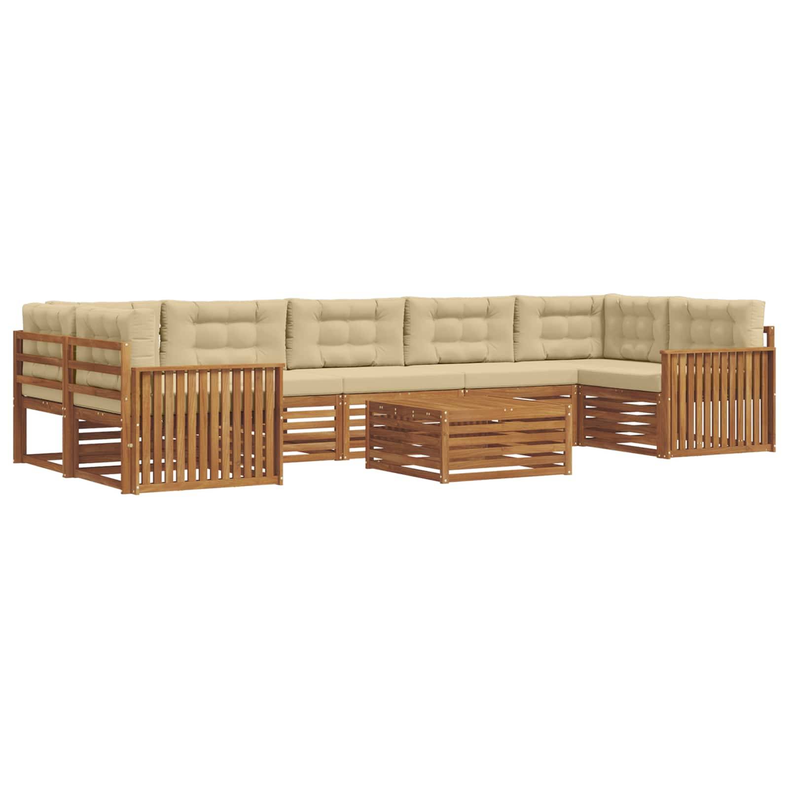 vidaXL Outdoor-Sofagarnitur mit Kissen 8 pcs Natur und Beige