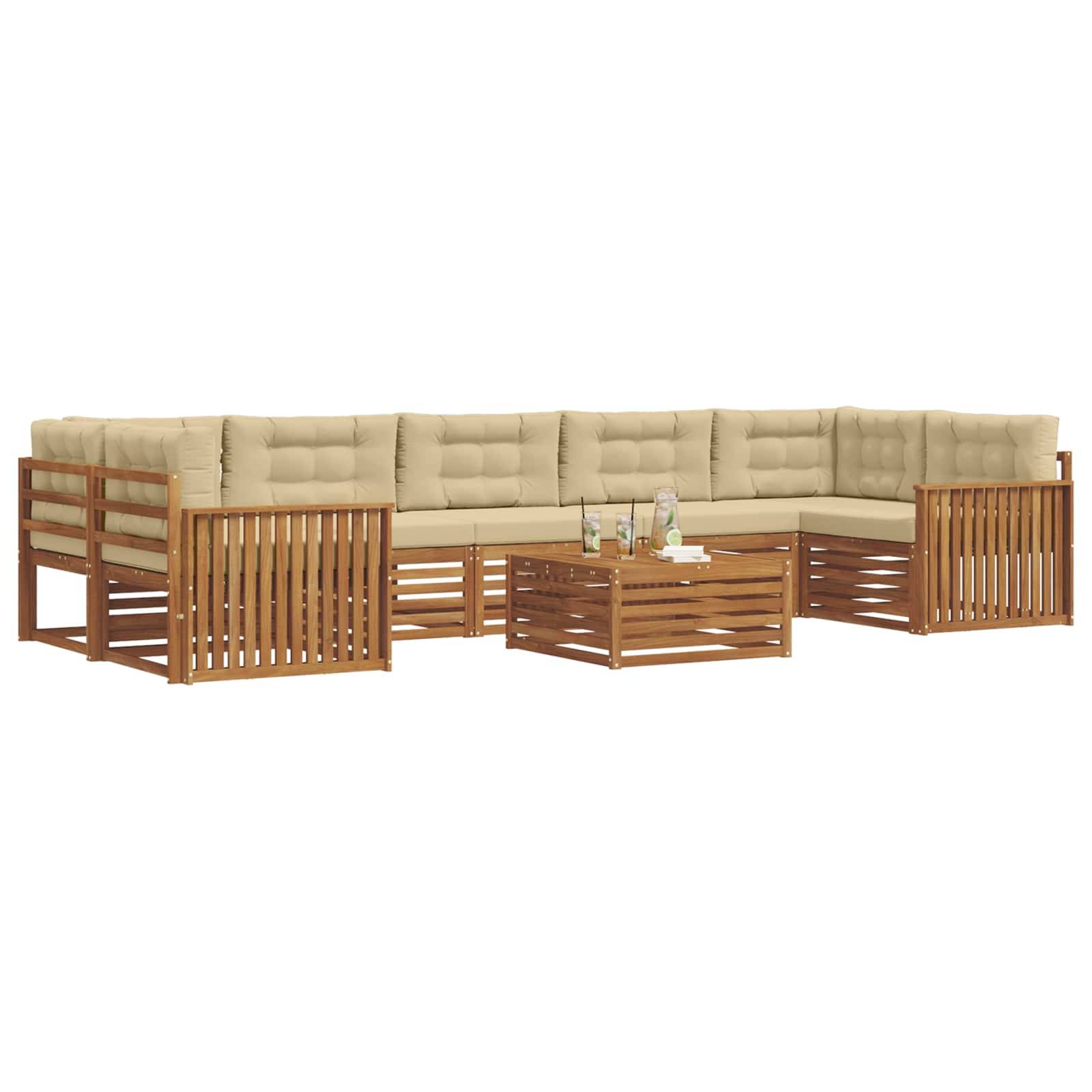 vidaXL Outdoor-Sofagarnitur mit Kissen 8 pcs Natur und Beige