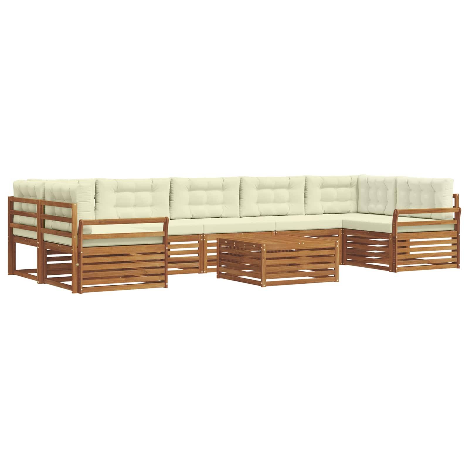 vidaXL Outdoor-Sofagarnitur mit Kissen 8 pcs Natur und Creme