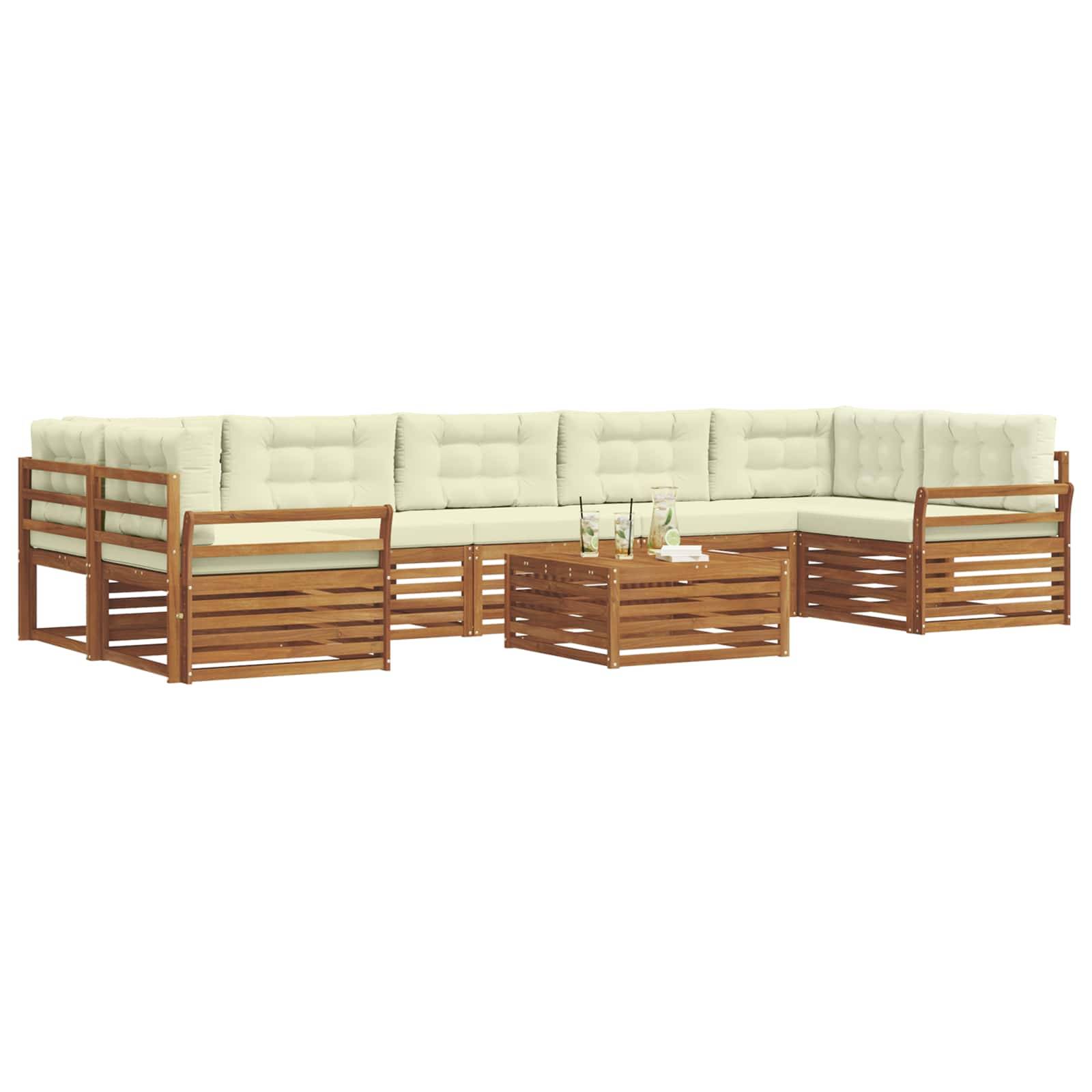 vidaXL Outdoor-Sofagarnitur mit Kissen 8 pcs Natur und Creme