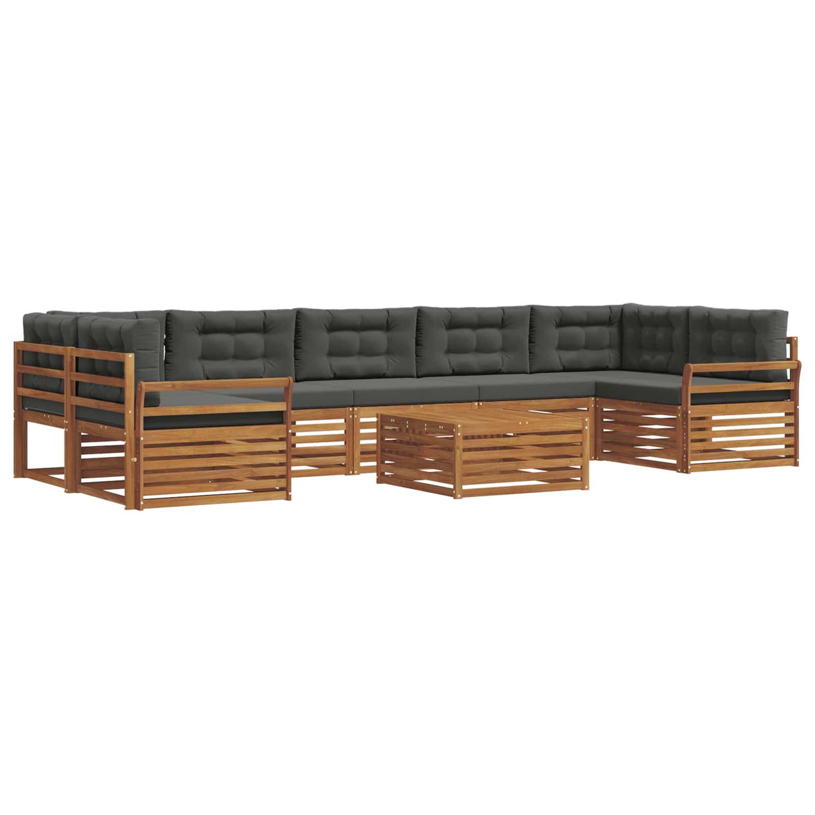 vidaXL Outdoor-Sofagarnitur mit Kissen 8 pcs Natur und Anthrazit