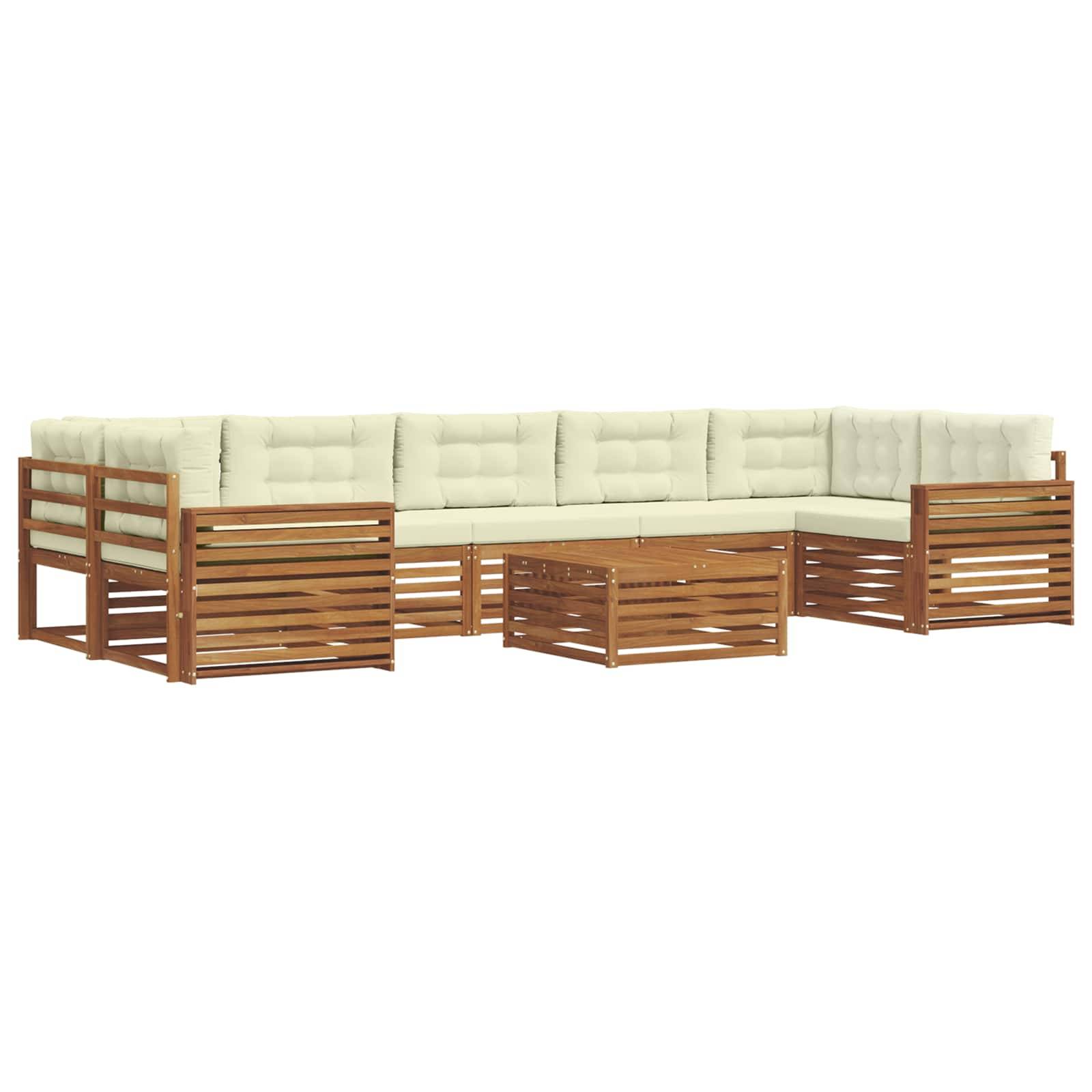vidaXL Outdoor-Sofagarnitur mit Kissen 8 pcs Natur und Creme