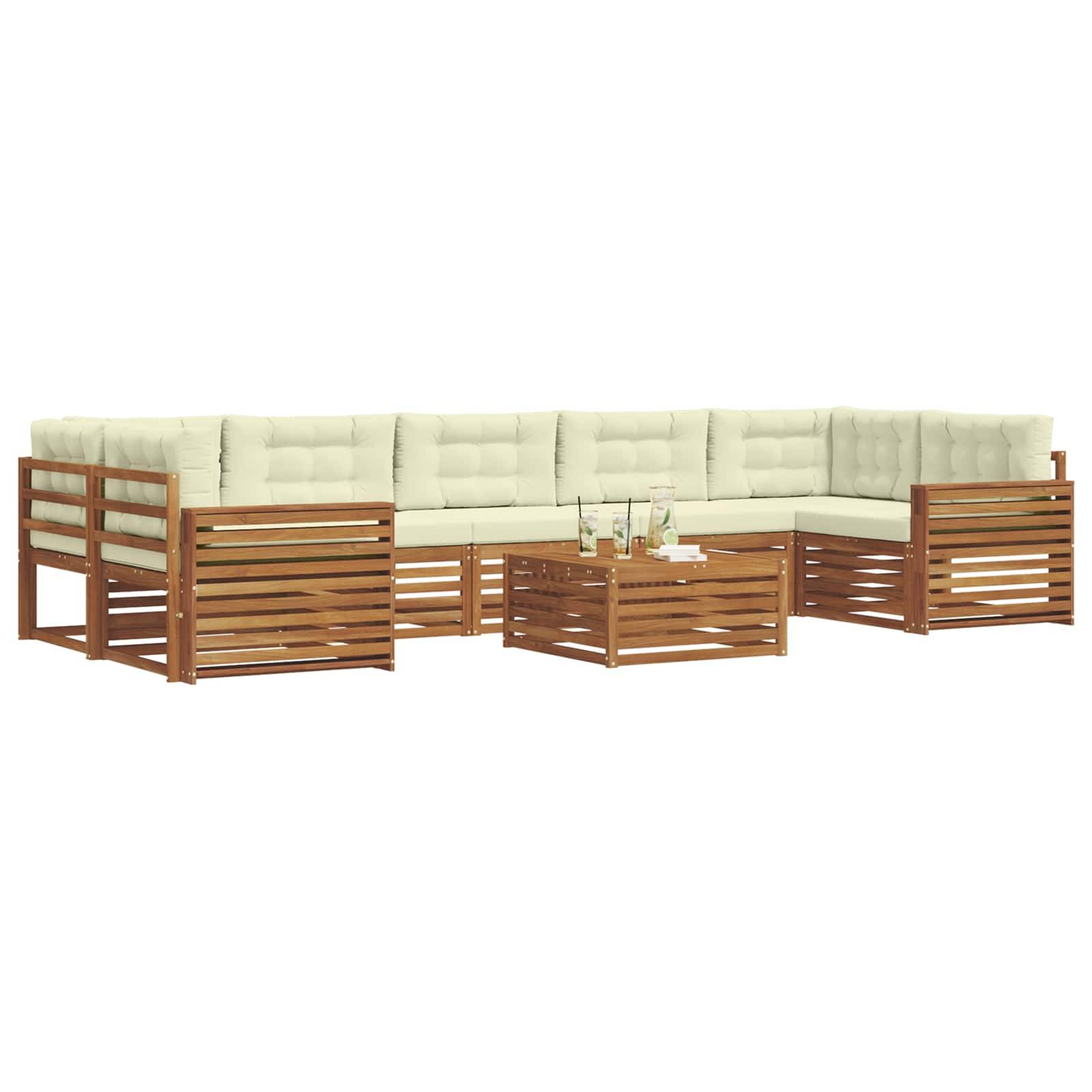 vidaXL Outdoor-Sofagarnitur mit Kissen 8 pcs Natur und Creme