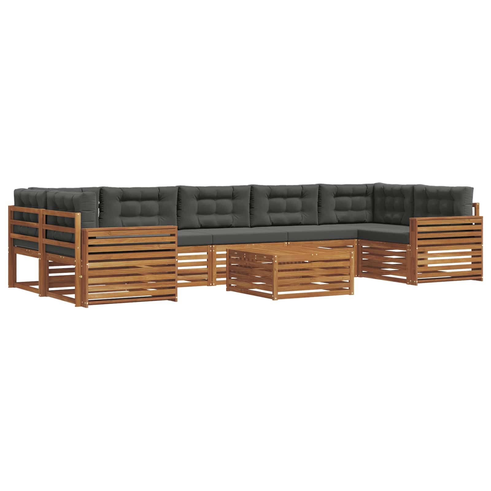 vidaXL Outdoor-Sofagarnitur mit Kissen 8 pcs Natur und Anthrazit