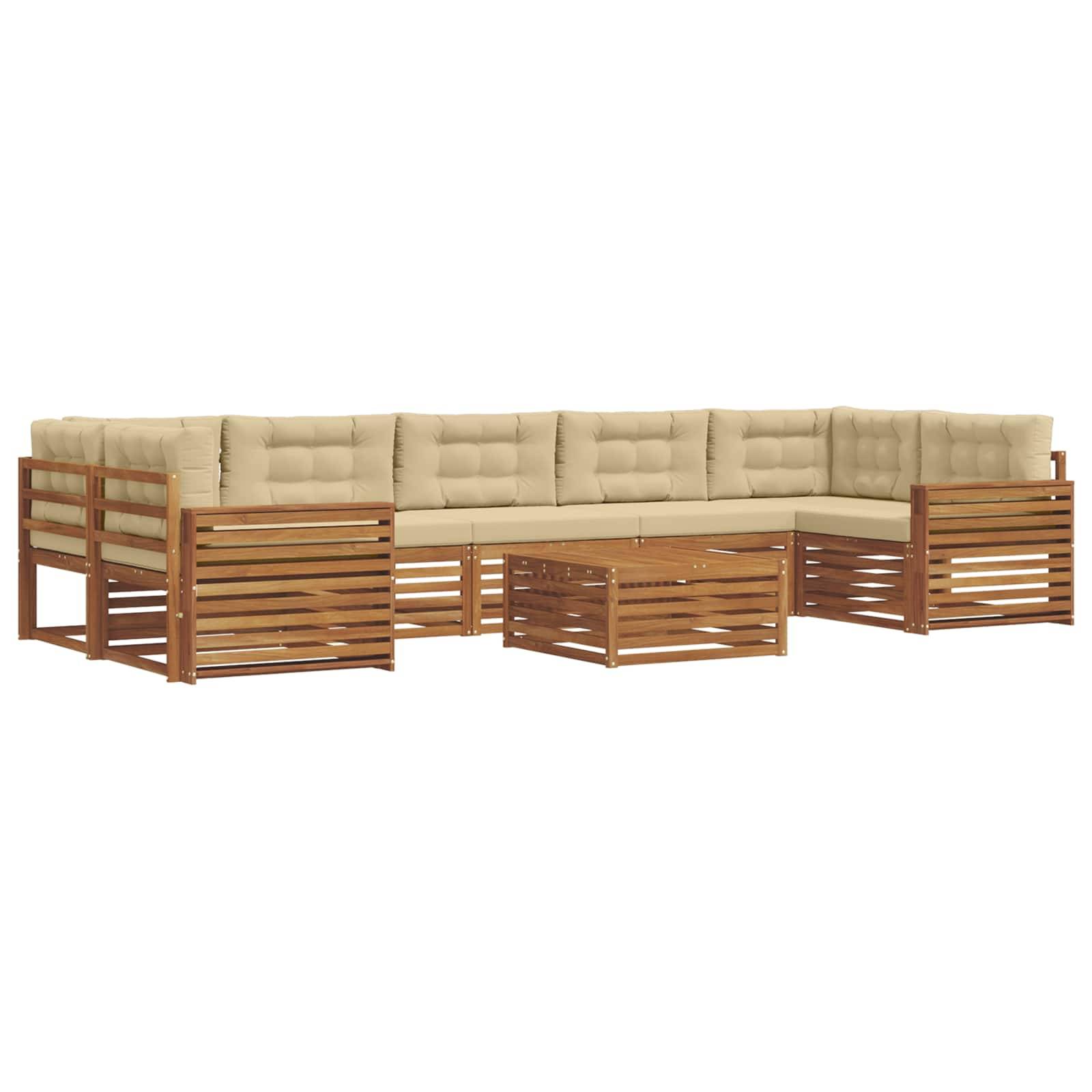 vidaXL Outdoor-Sofagarnitur mit Kissen 8 pcs Natur und Beige