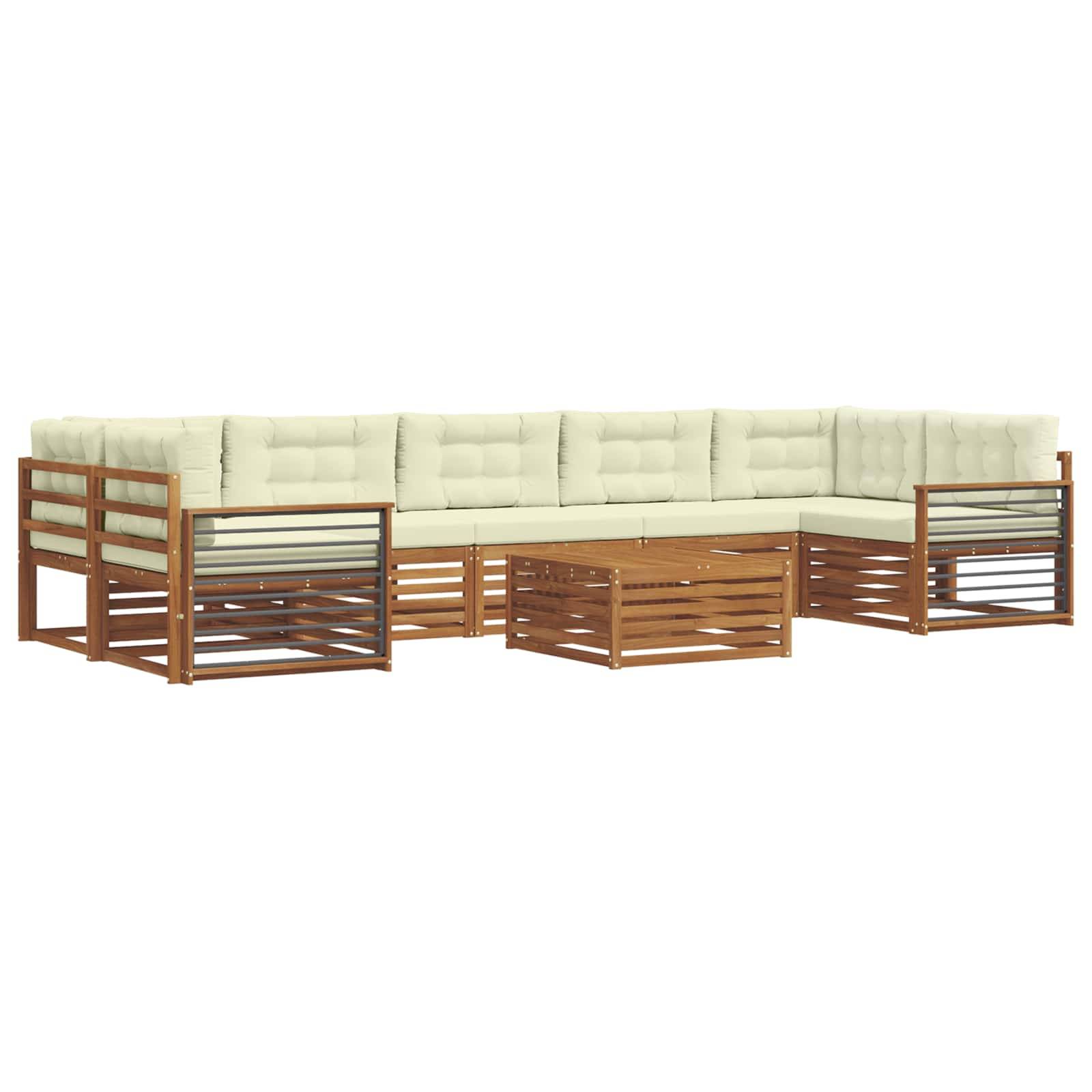 vidaXL Outdoor-Sofagarnitur mit Kissen 8 pcs Natur und Creme