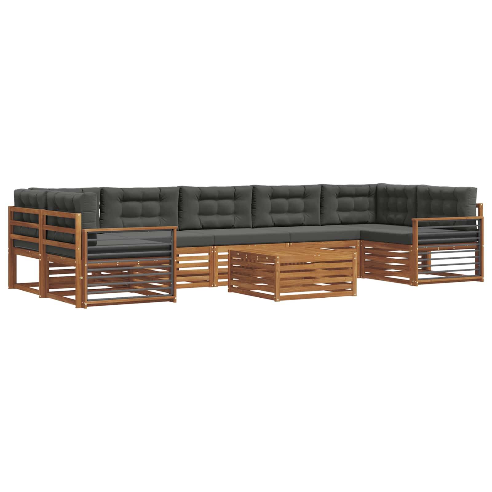 vidaXL Outdoor-Sofagarnitur mit Kissen 8 pcs Natur und Anthrazit