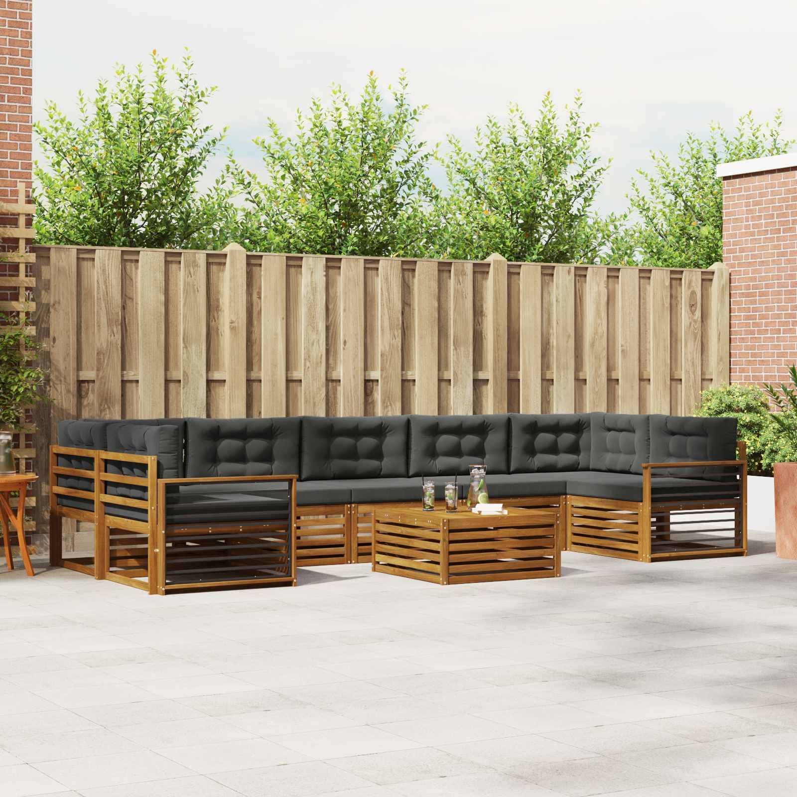 vidaXL Outdoor-Sofagarnitur mit Kissen 8 pcs Natur und Anthrazit