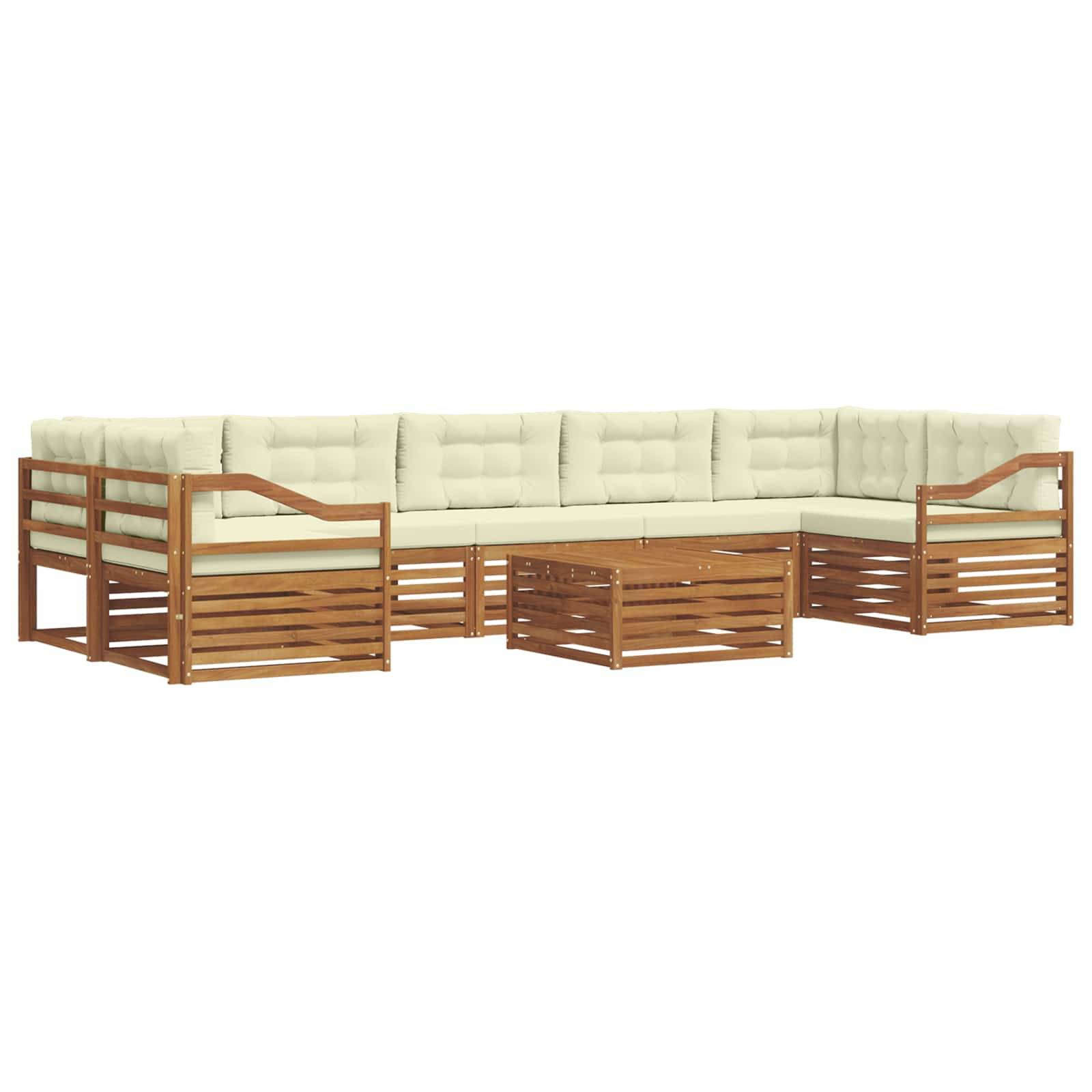 vidaXL Outdoor-Sofagarnitur mit Kissen 8 pcs Natur und Creme