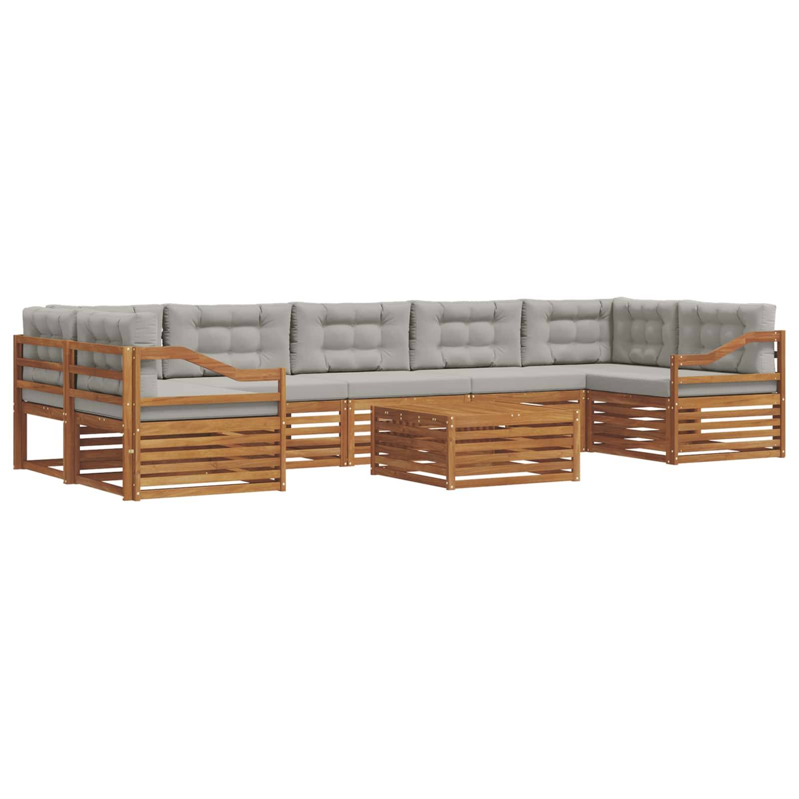 vidaXL Outdoor-Sofagarnitur mit Kissen 8 pcs Natürlich und Hellgrau