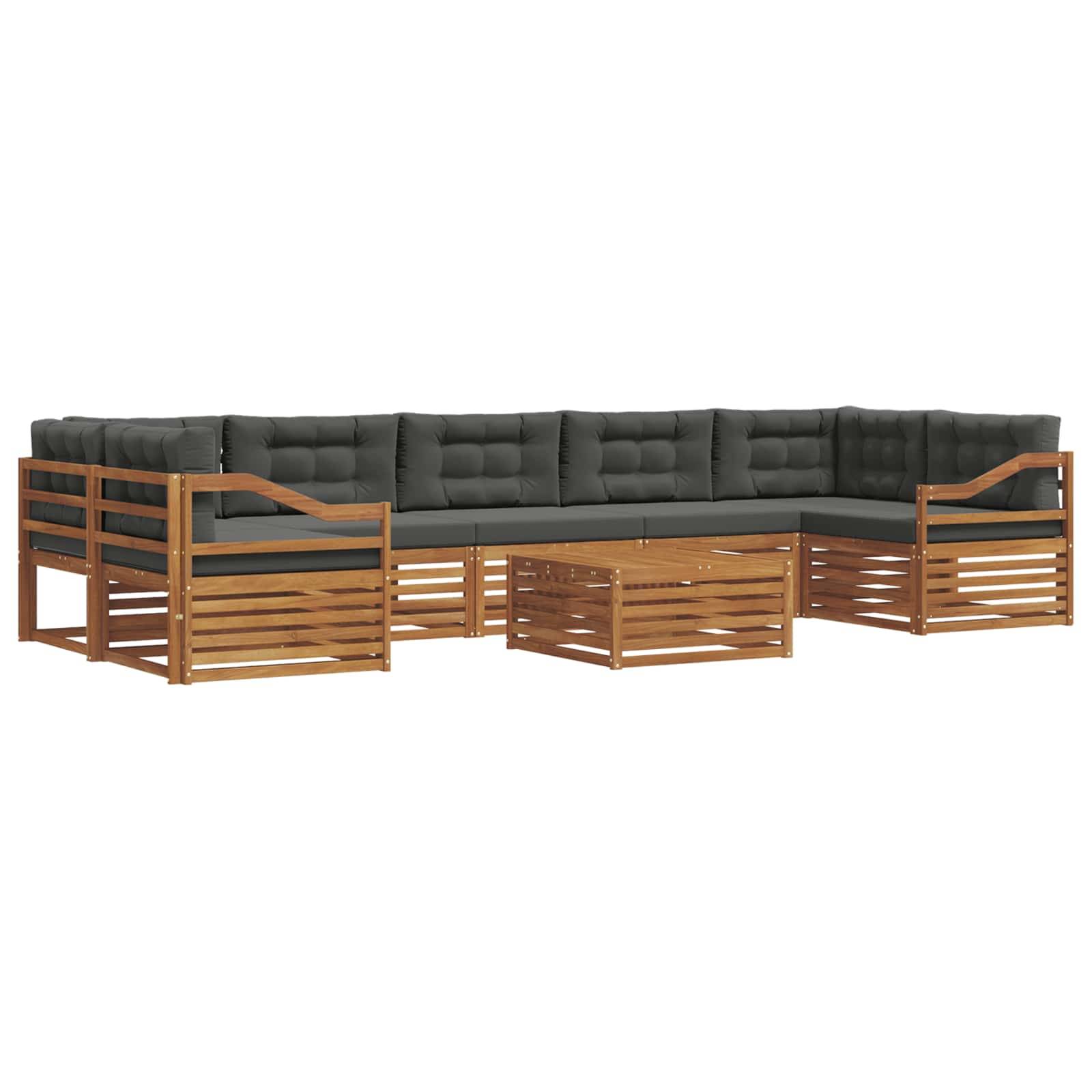 vidaXL Outdoor-Sofagarnitur mit Kissen 8 pcs Natur und Anthrazit