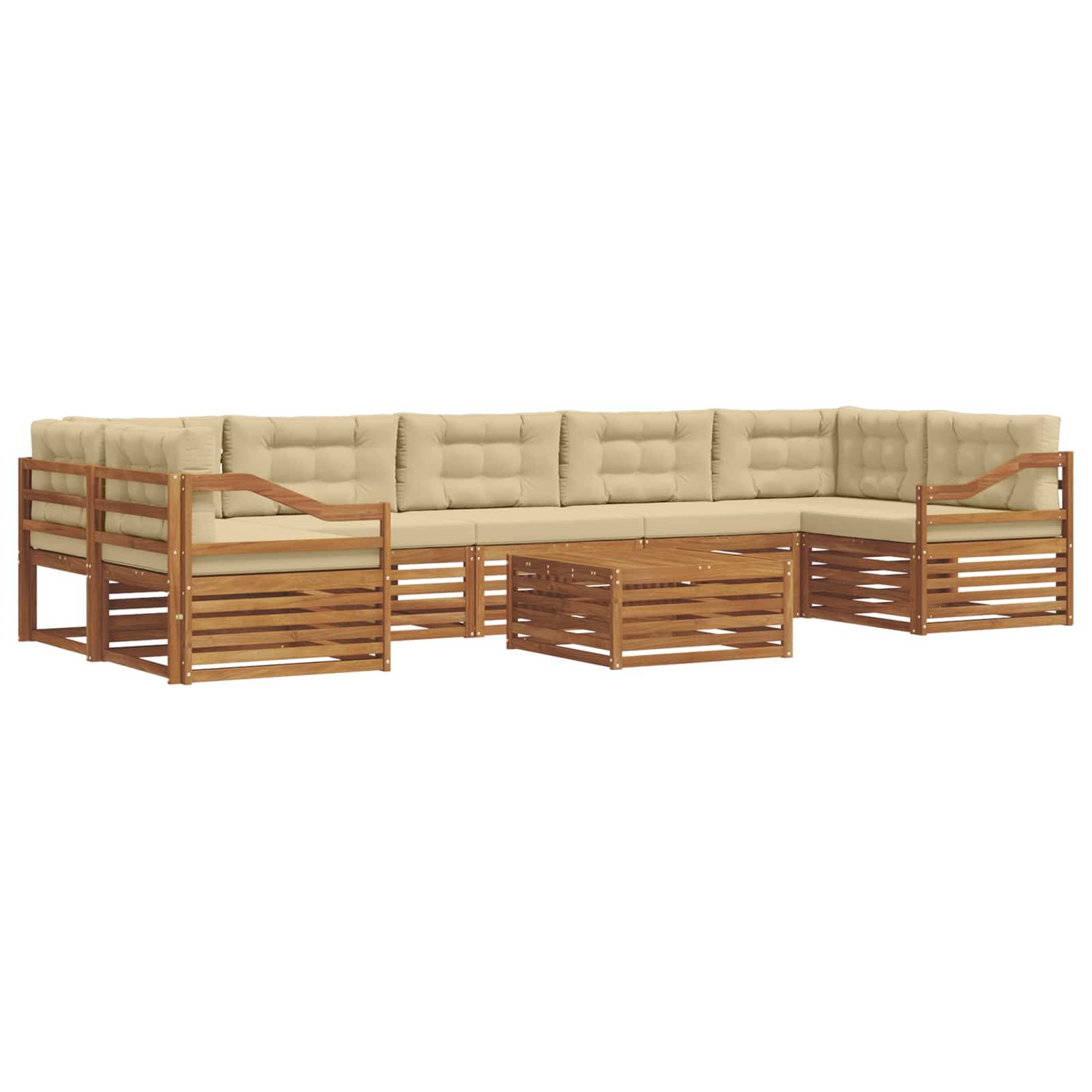 vidaXL Outdoor-Sofagarnitur mit Kissen 8 pcs Natur und Beige