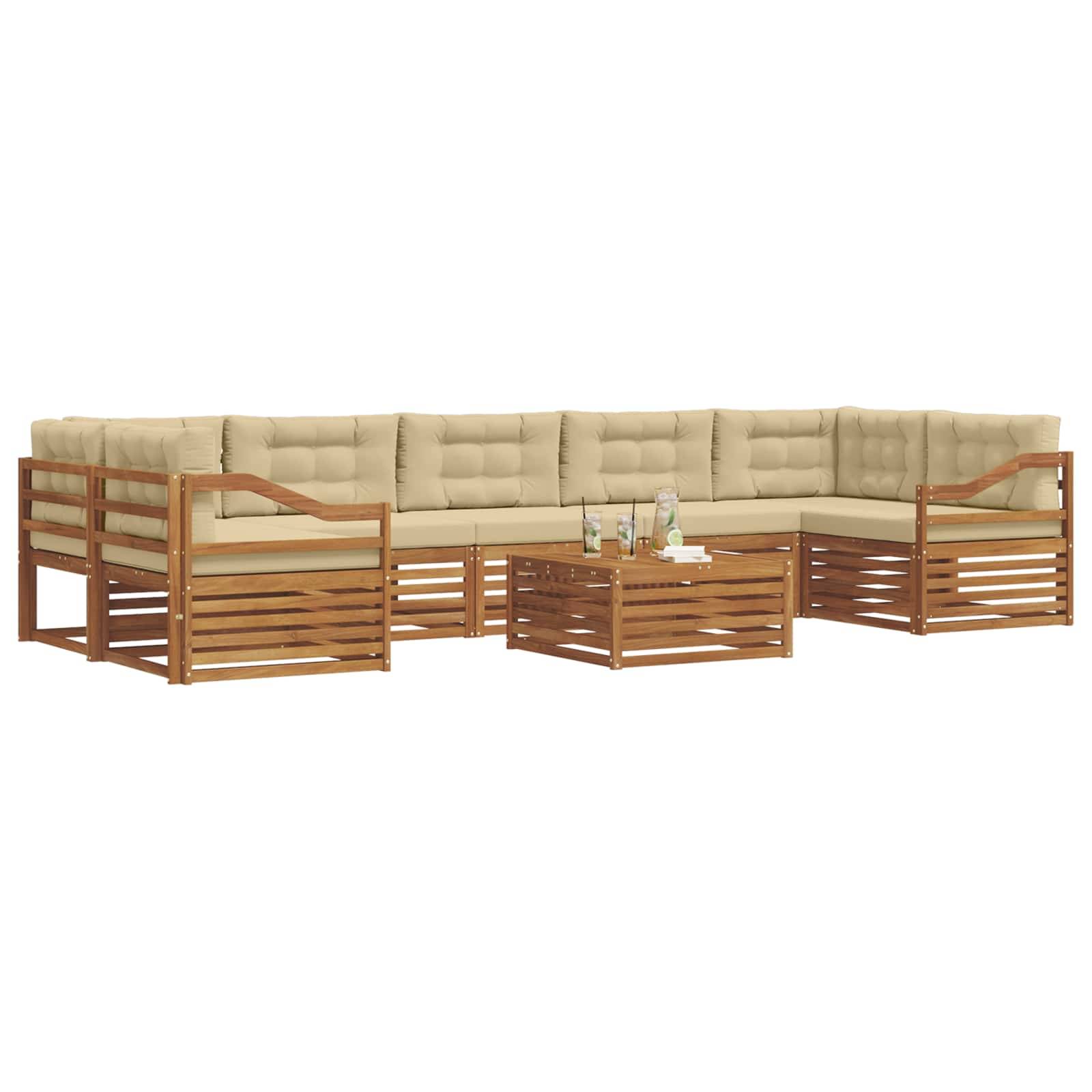 vidaXL Outdoor-Sofagarnitur mit Kissen 8 pcs Natur und Beige