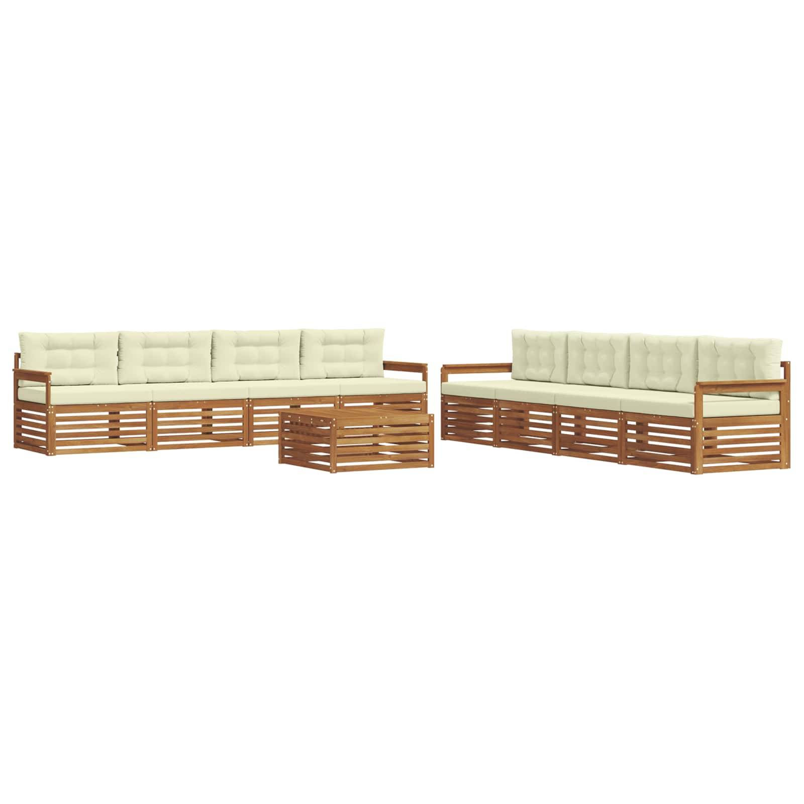 vidaXL Outdoor-Sofagarnitur mit Kissen 9 pcs Natur und Creme