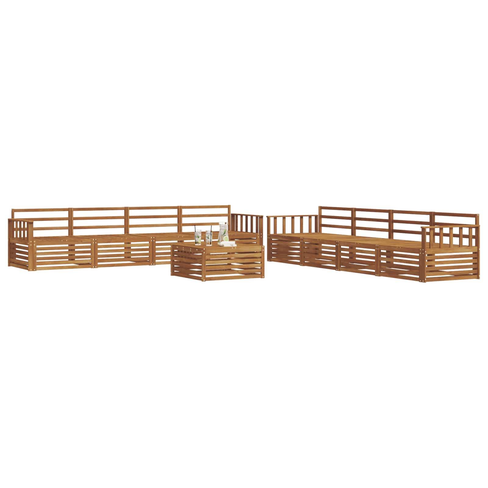 vidaXL Outdoor-Sofagarnitur 9 pcs Natur Massivholz Akazie