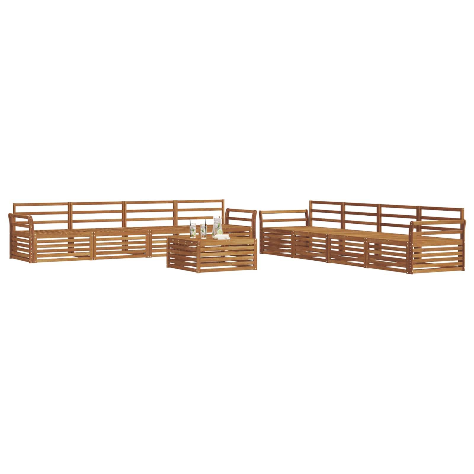 vidaXL Outdoor-Sofagarnitur 9 pcs Natur Massivholz Akazie