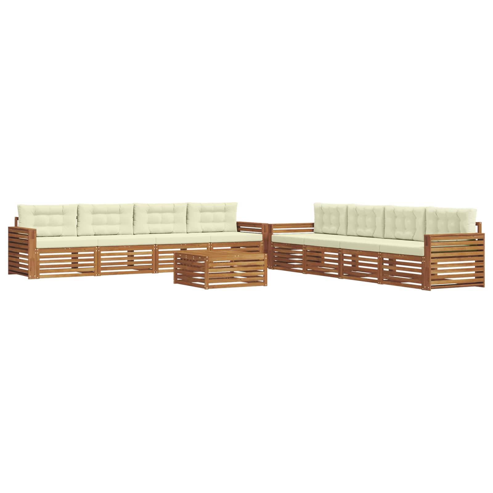 vidaXL Outdoor-Sofagarnitur mit Kissen 9 pcs Natur und Creme