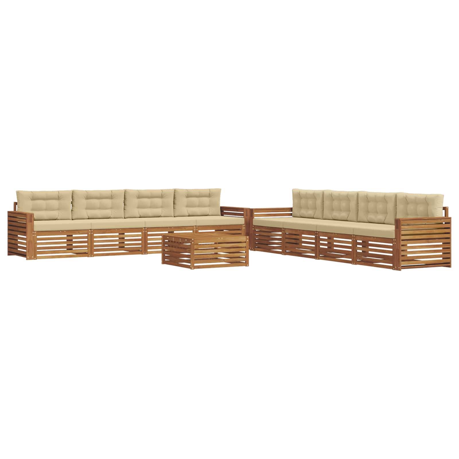 vidaXL Outdoor-Sofagarnitur mit Kissen 9 pcs Natur und Beige