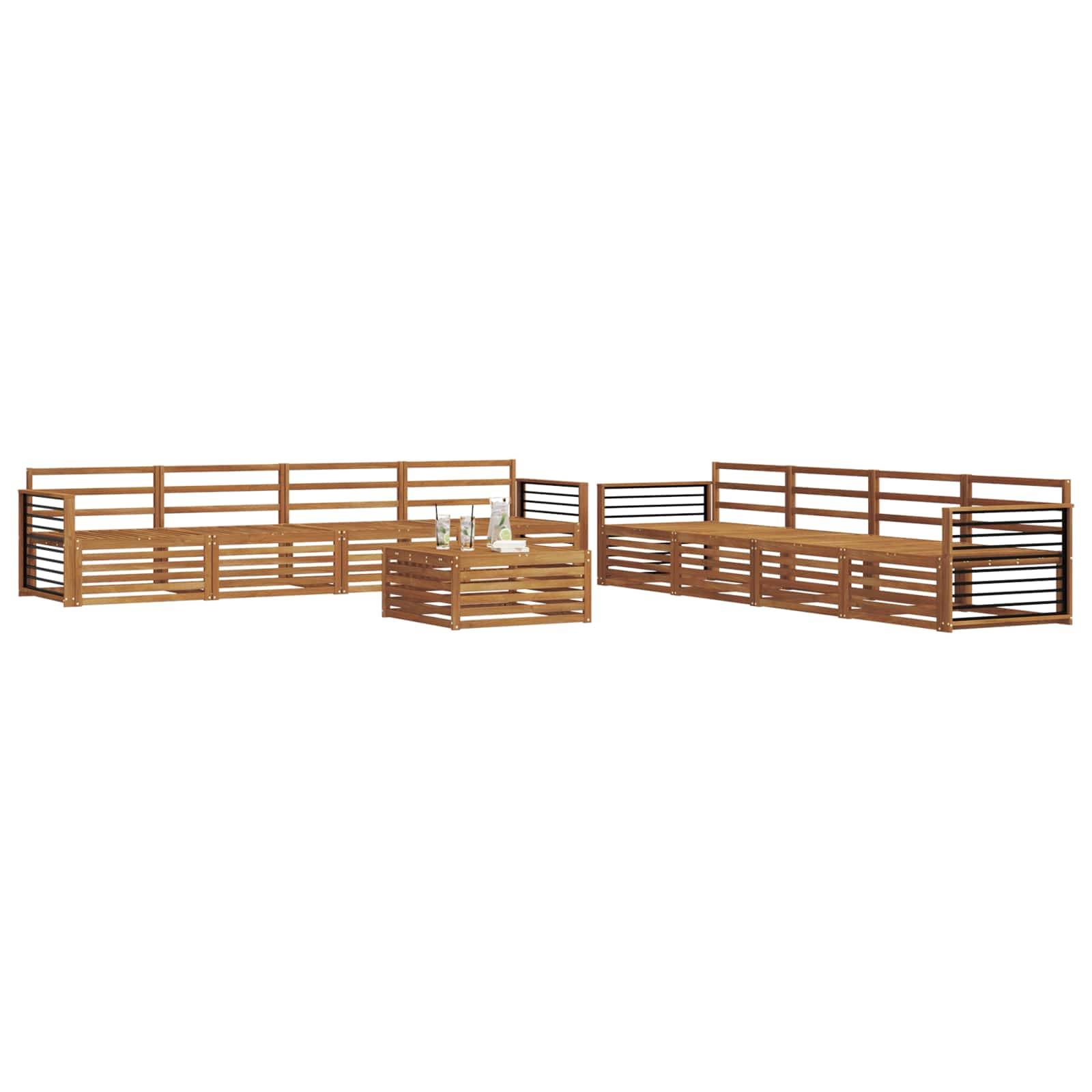 vidaXL Outdoor-Sofagarnitur 9 pcs Natur