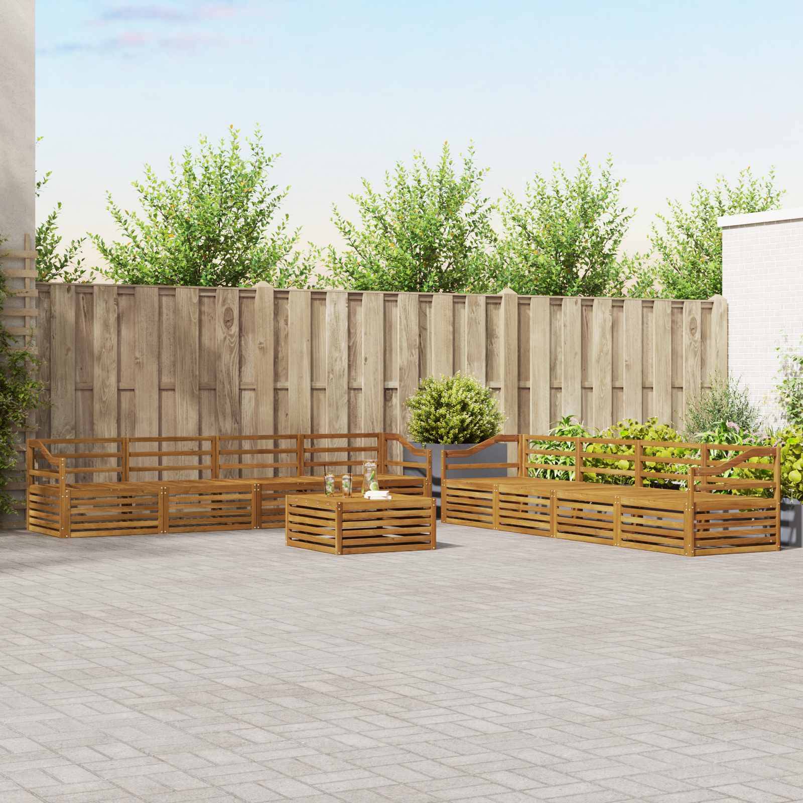 vidaXL Outdoor-Sofagarnitur 9 pcs Natur