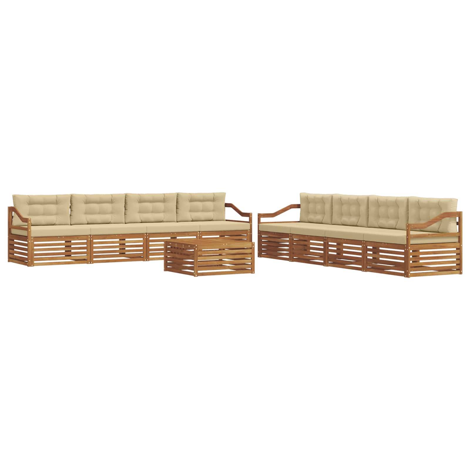 vidaXL Outdoor-Sofagarnitur mit Kissen 9 pcs Natur und Beige
