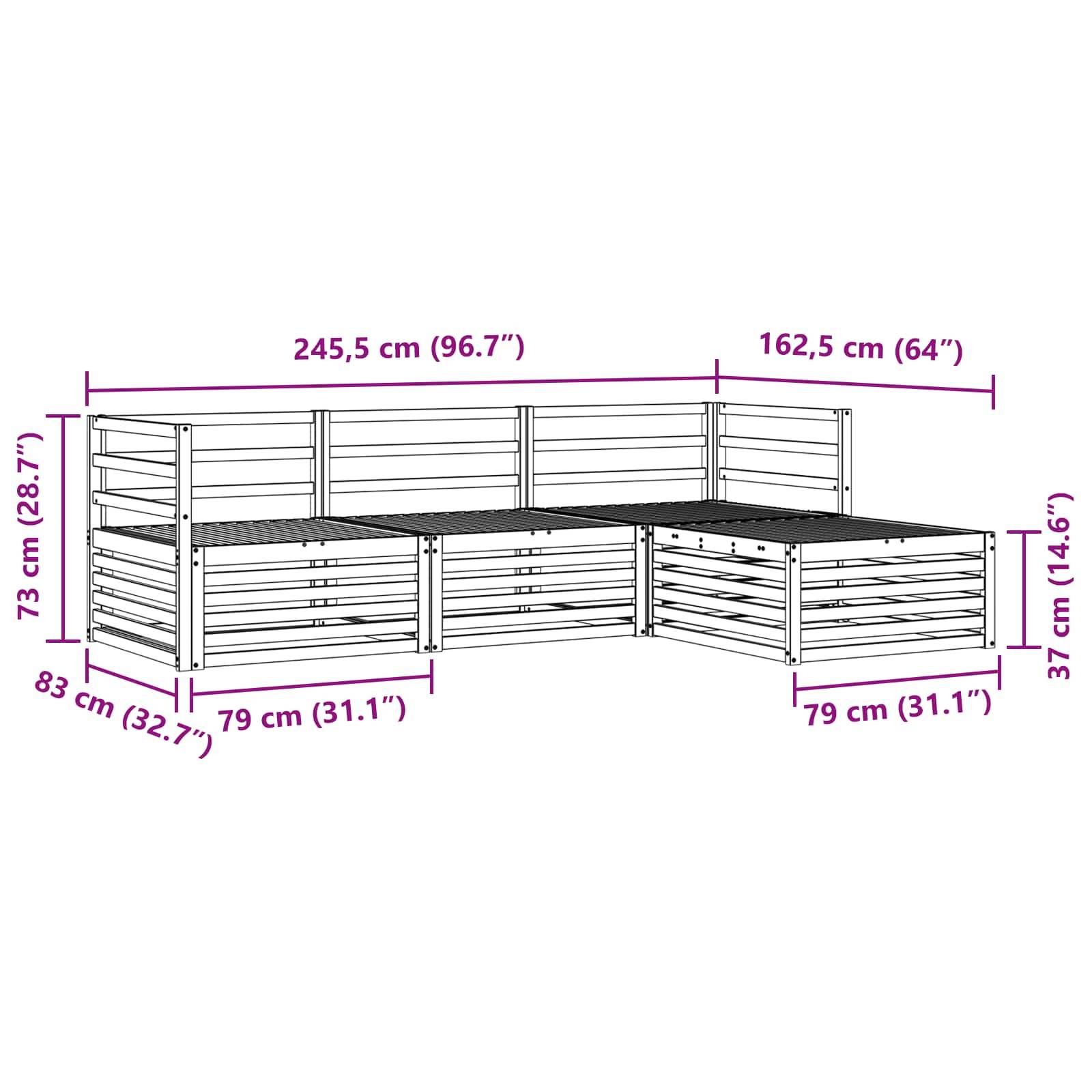 vidaXL Outdoor-Sofagarnitur 4 pcs Natur Massivholz Akazie