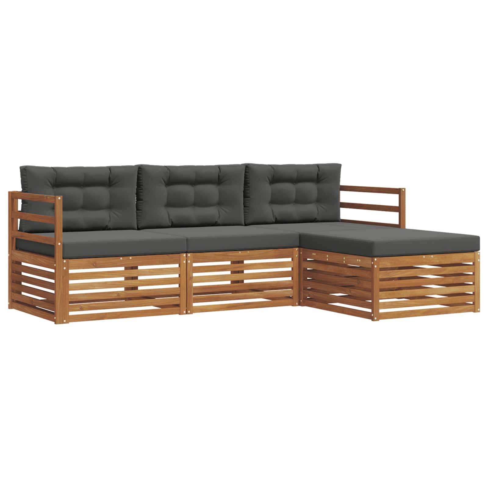 vidaXL Outdoor-Sofagarnitur mit Kissen 4 pcs Natur und Anthrazit