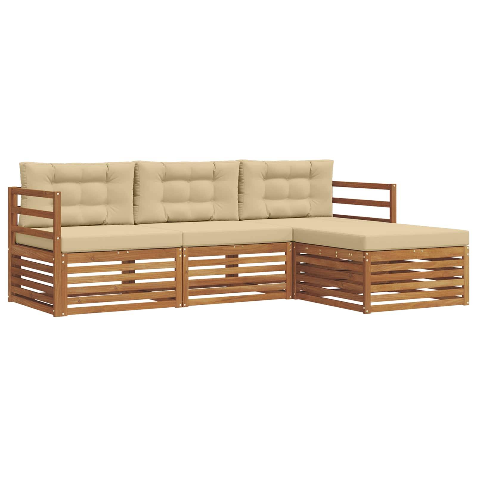 vidaXL Outdoor-Sofagarnitur mit Kissen 4 pcs Natur und Beige